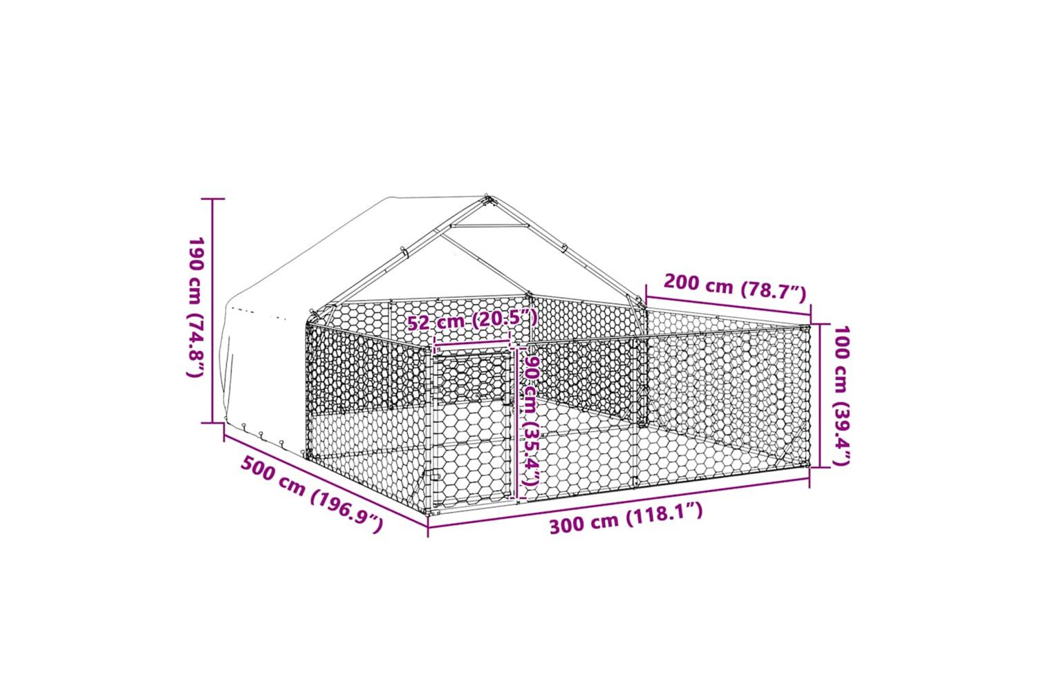 Outdoor Dog Kennel With Run 5x3x19 M Galvanised Steel-8
