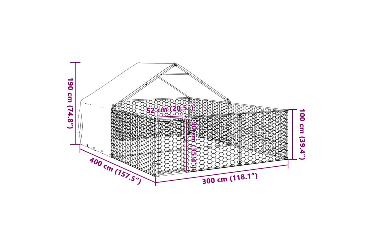 Outdoor Dog Kennel With Run 4x3x19 M Galvanised Steel-8