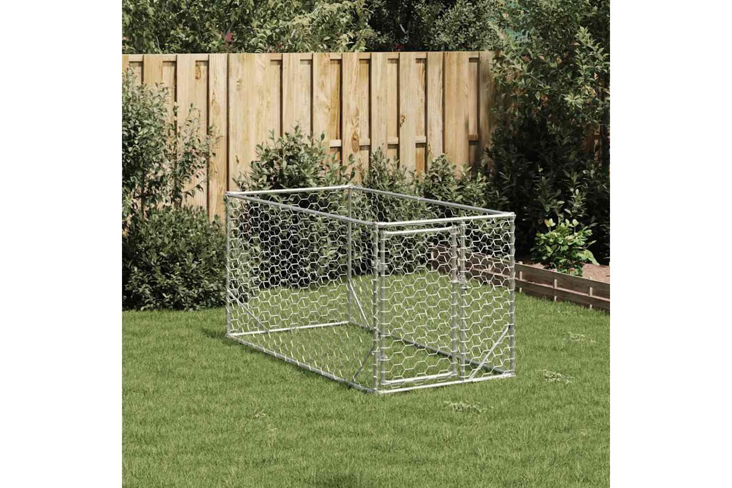 Outdoor Dog Kennel With Door 2x1x1 M Galvanised Steel-2