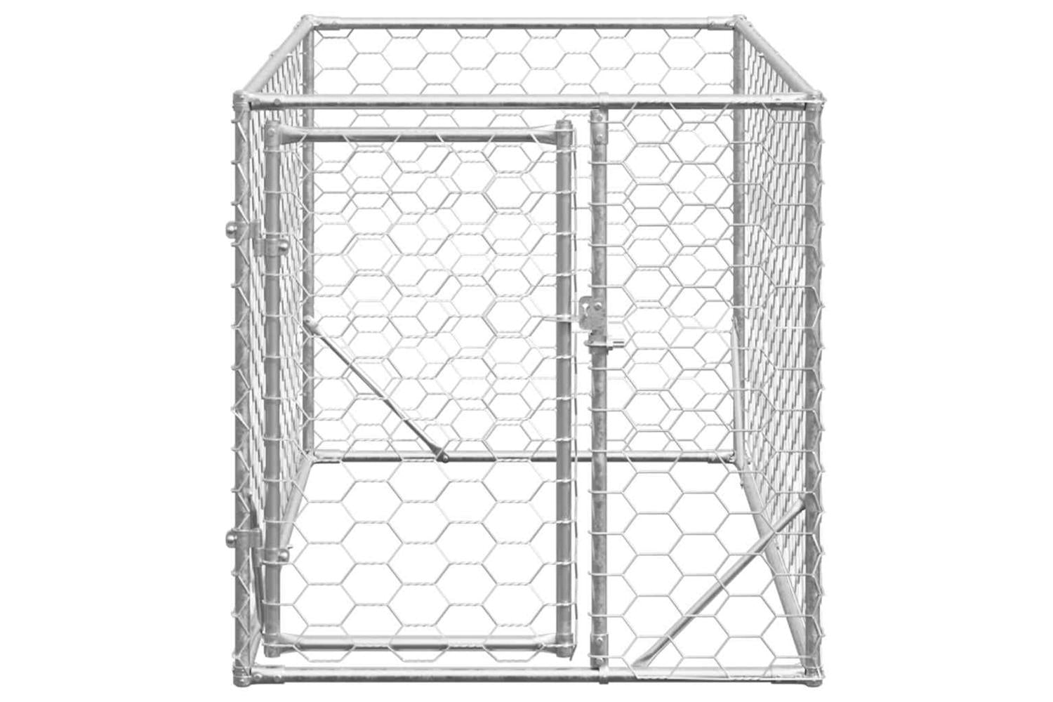 Outdoor Dog Kennel With Door 2x1x1 M Galvanised Steel-3