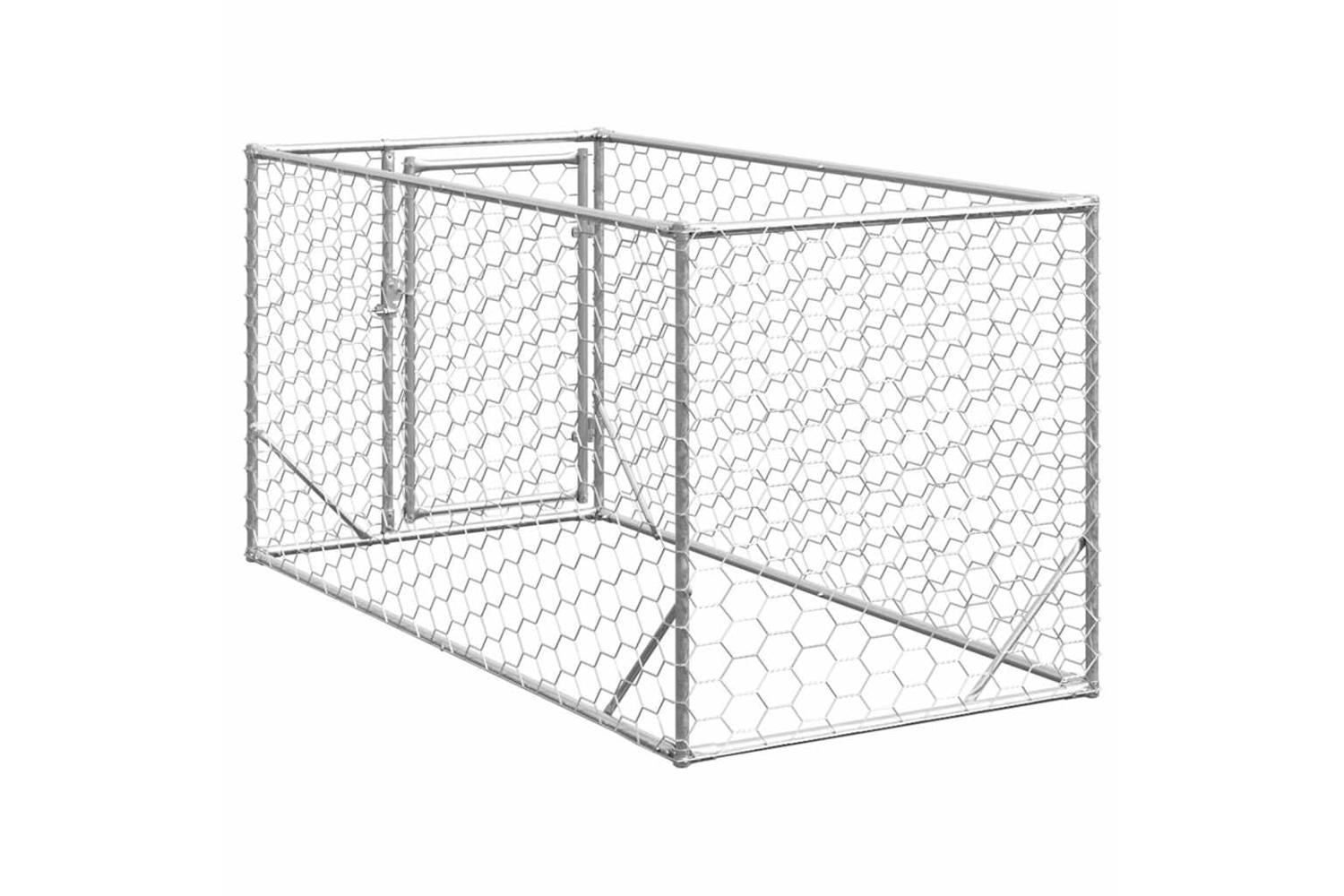 Outdoor Dog Kennel With Door 2x1x1 M Galvanised Steel-5