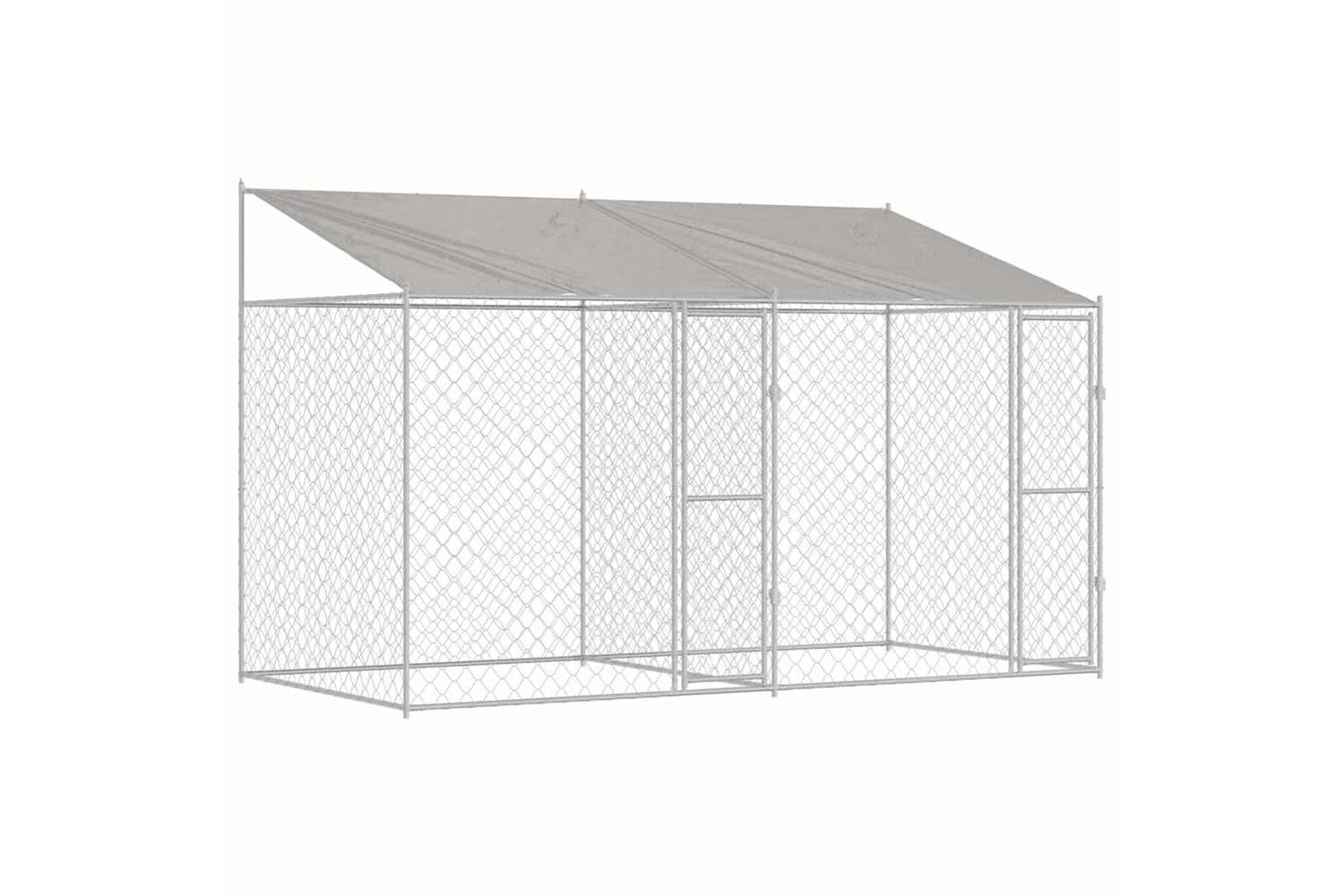 Dog Cage Silver 400 X 200 X 256 Cm Galvanised Steel-2