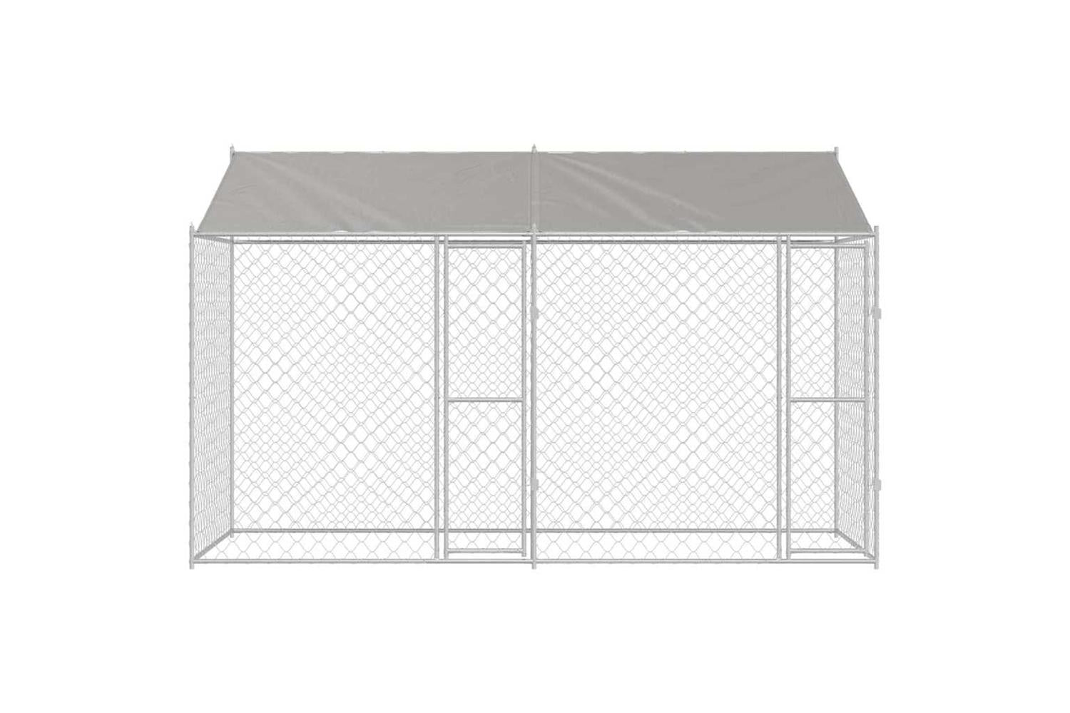 Dog Cage Silver 400 X 200 X 256 Cm Galvanised Steel-4