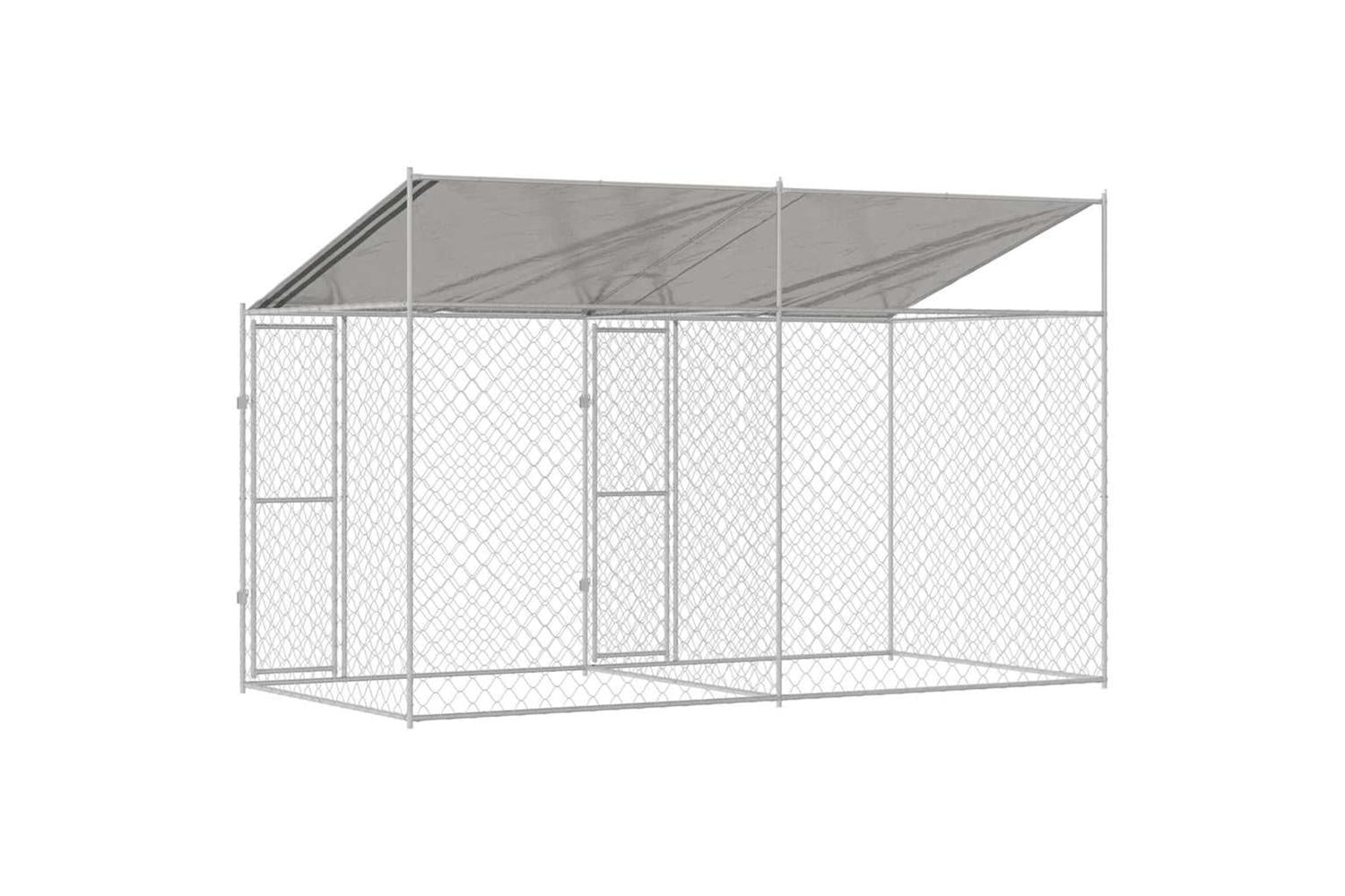 Dog Cage Silver 400 X 200 X 256 Cm Galvanised Steel-6
