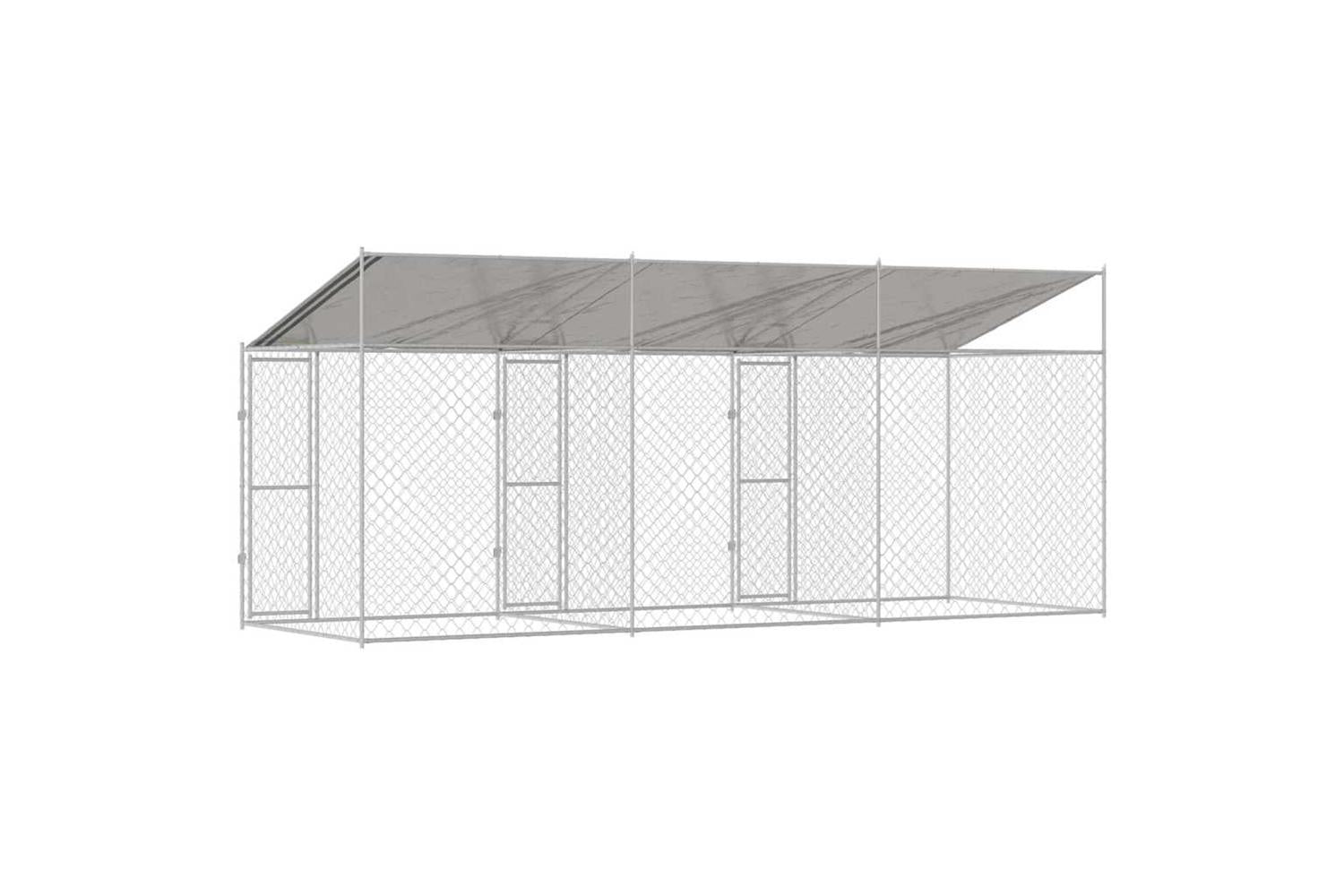 Dog Cage Silver 600 X 200 X 256 Cm Galvanised Steel-6
