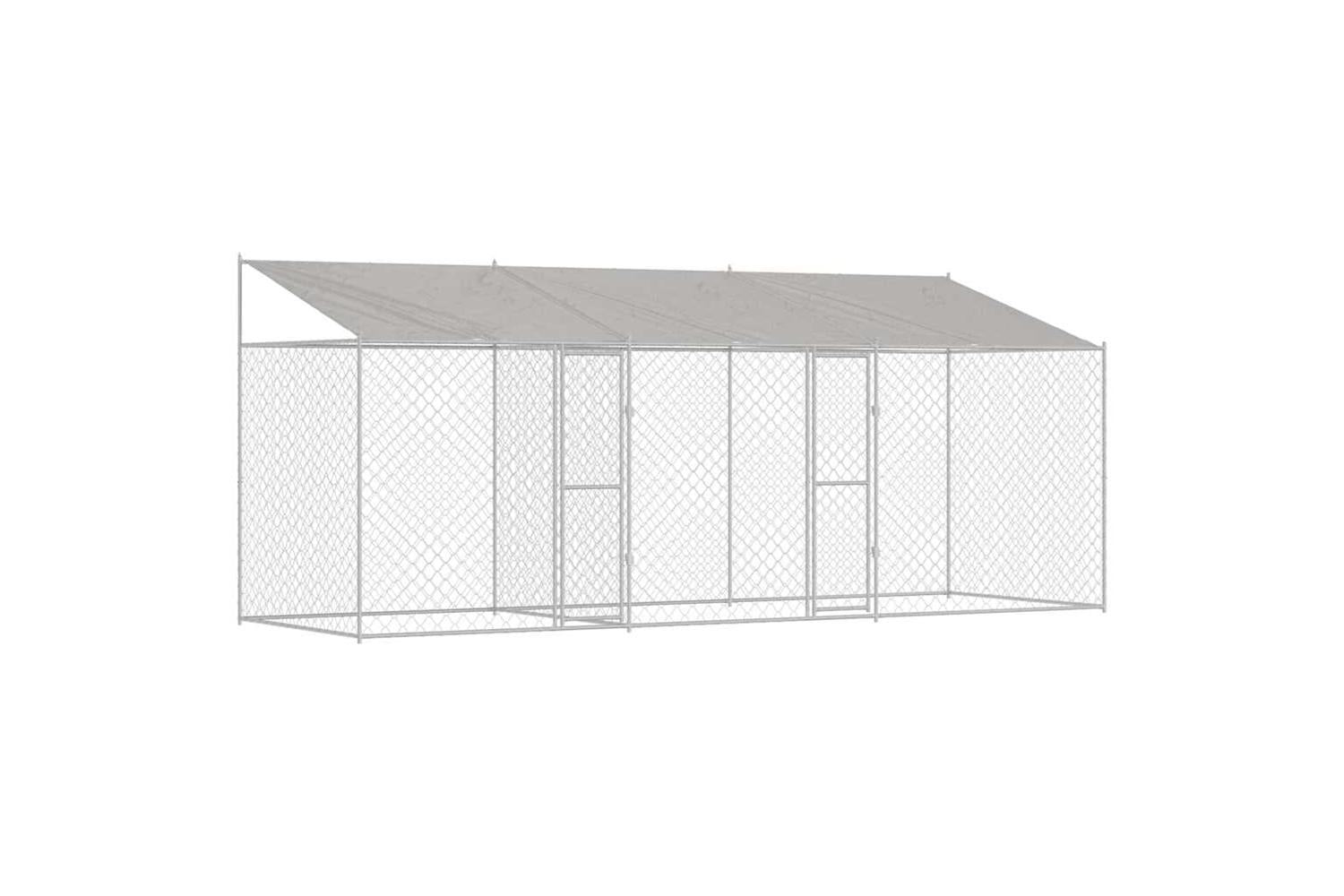 Dog Cage Silver 600 X 200 X 256 Cm Galvanised Steel-2