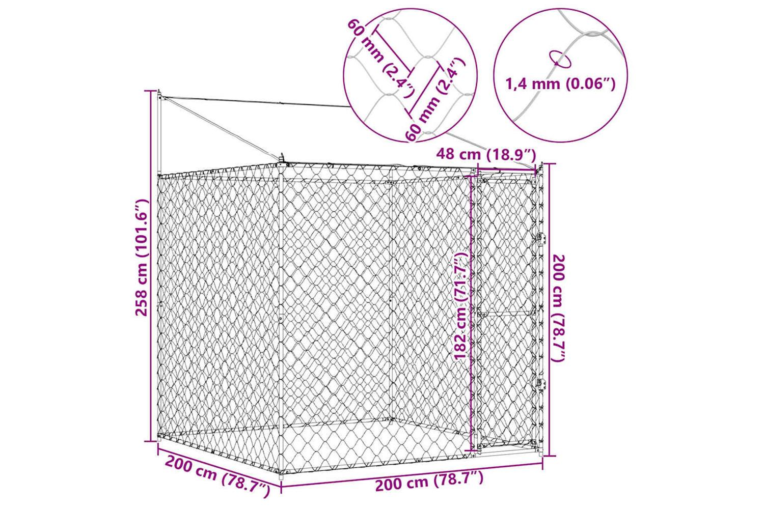 Dog Cage 200 X 200 X 258 Cm Steel And Pe-10
