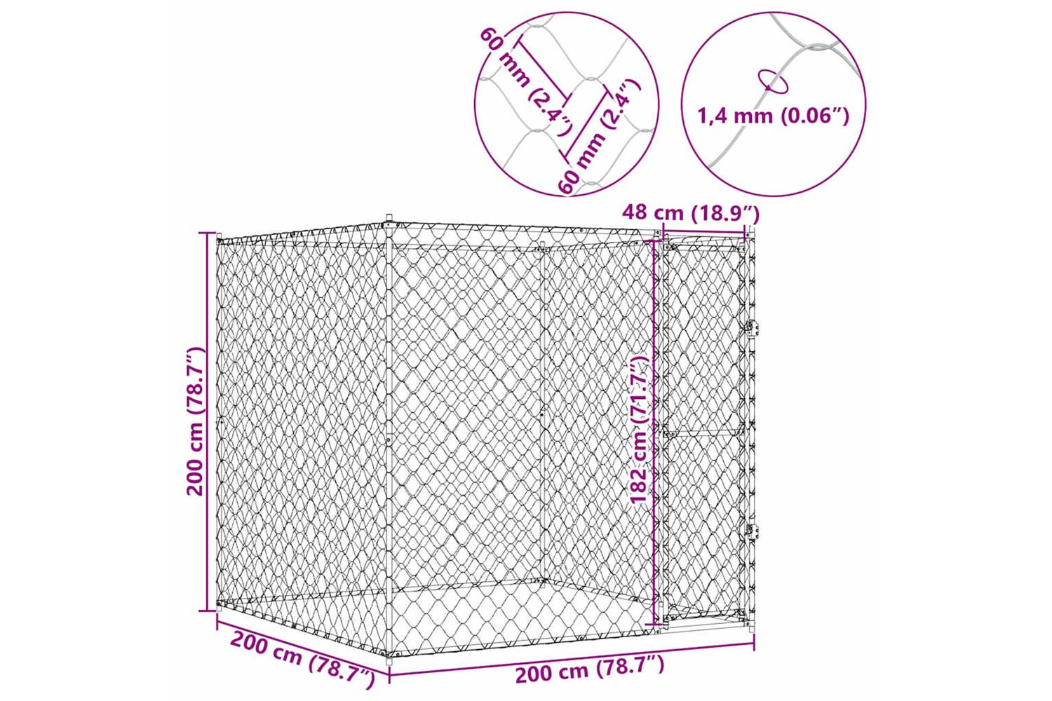 Dog Cage 2 X 2 X 2 M Steel-10