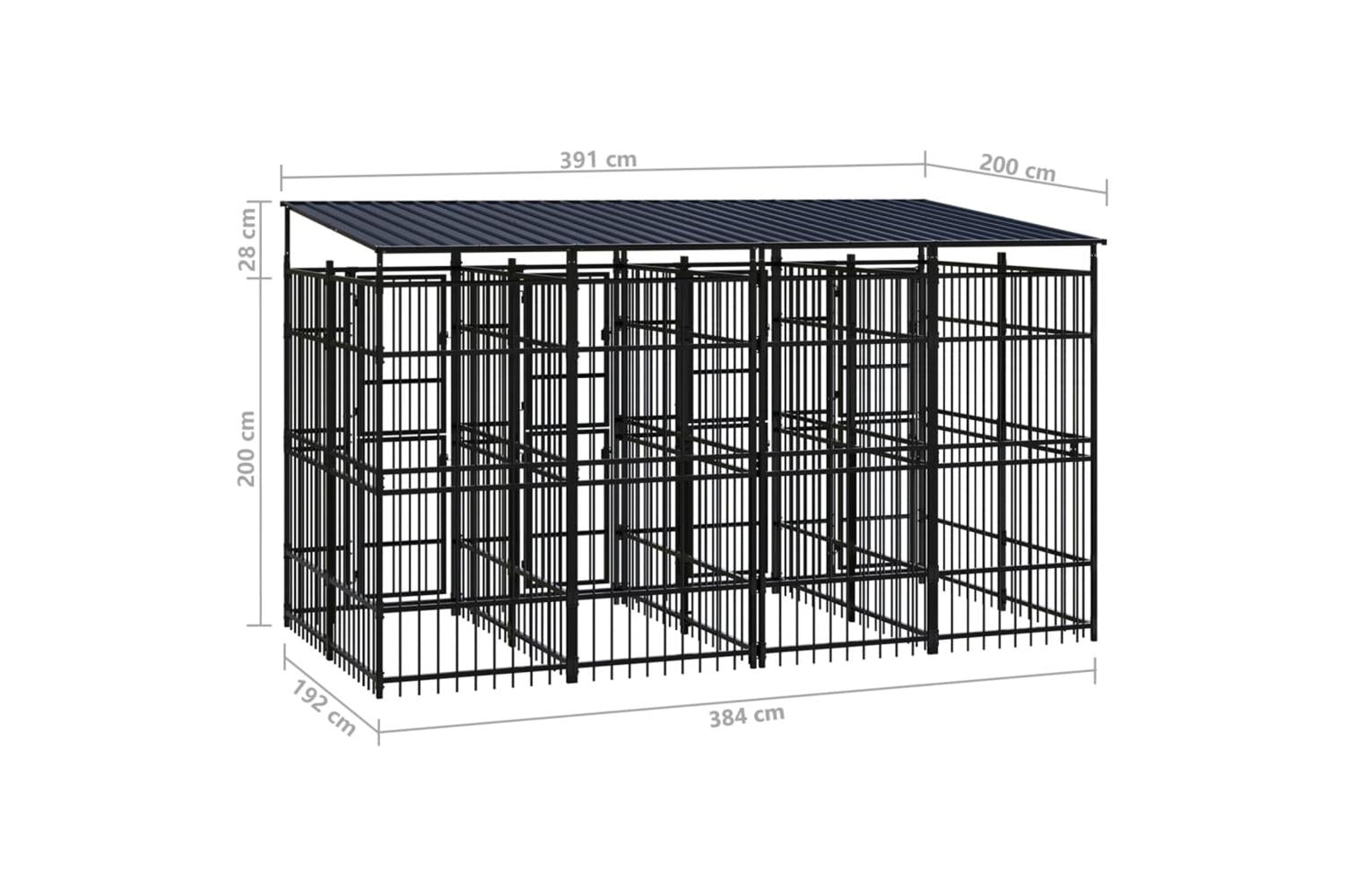 Outdoor Dog Kennel With Roof Steel 737 M-8