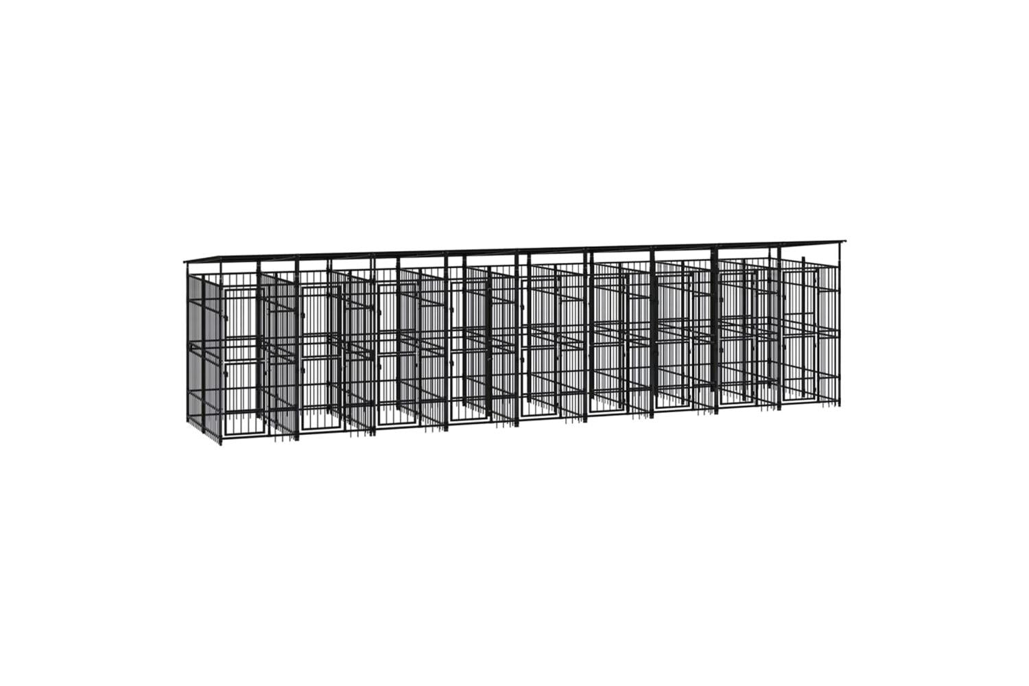 Outdoor Dog Kennel With Roof Steel 1659 M