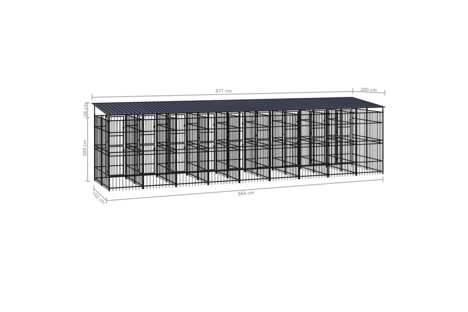 Outdoor Dog Kennel With Roof Steel 1659 M-8