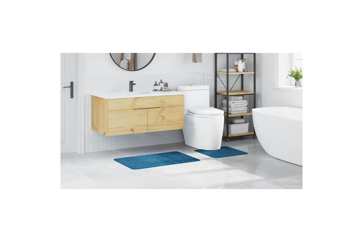 Anti-slip Bath Mat Set 2 Pcs Blue Pp-4