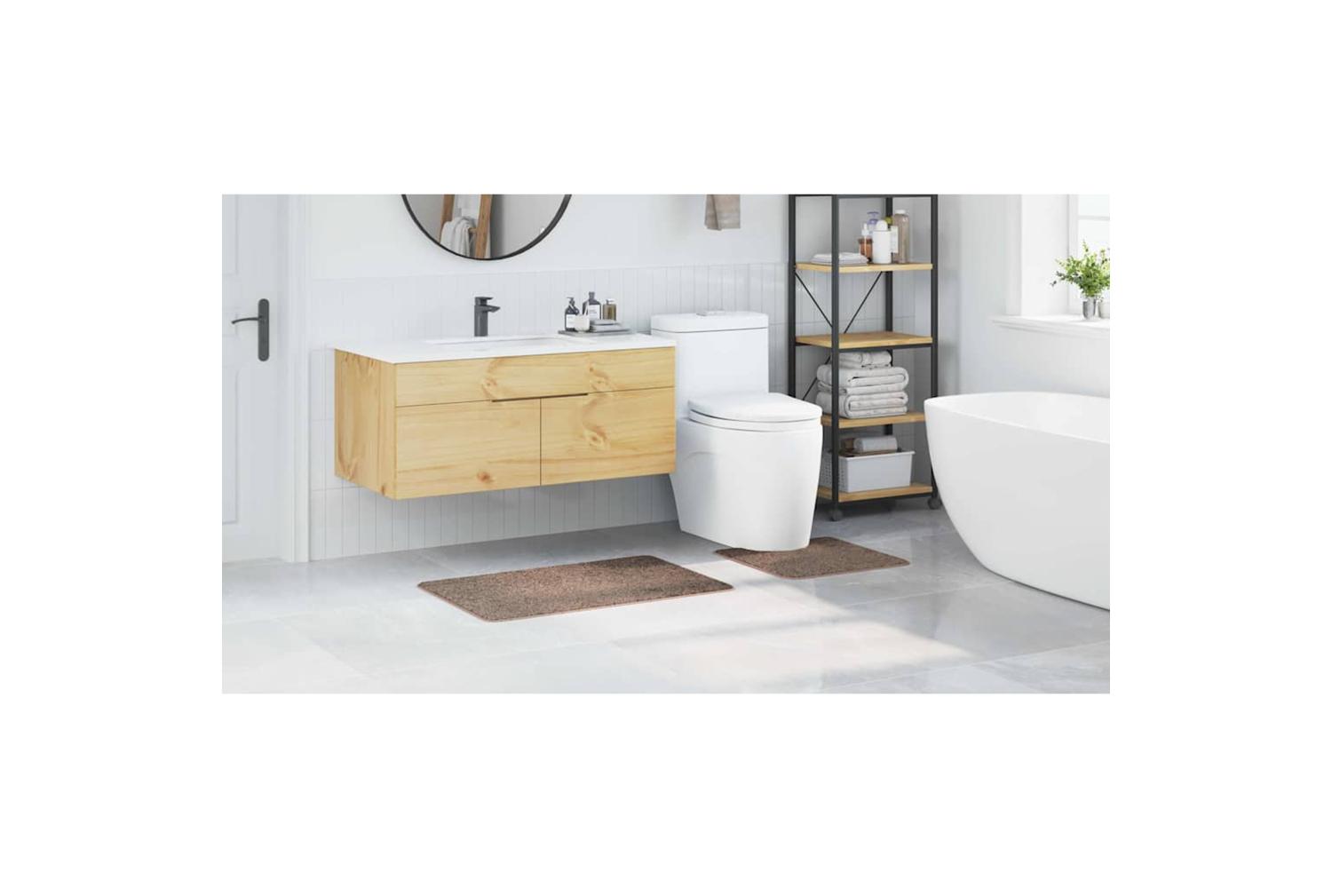 Anti-slip Bath Mat Set 2 Pcs Brown Pp-4