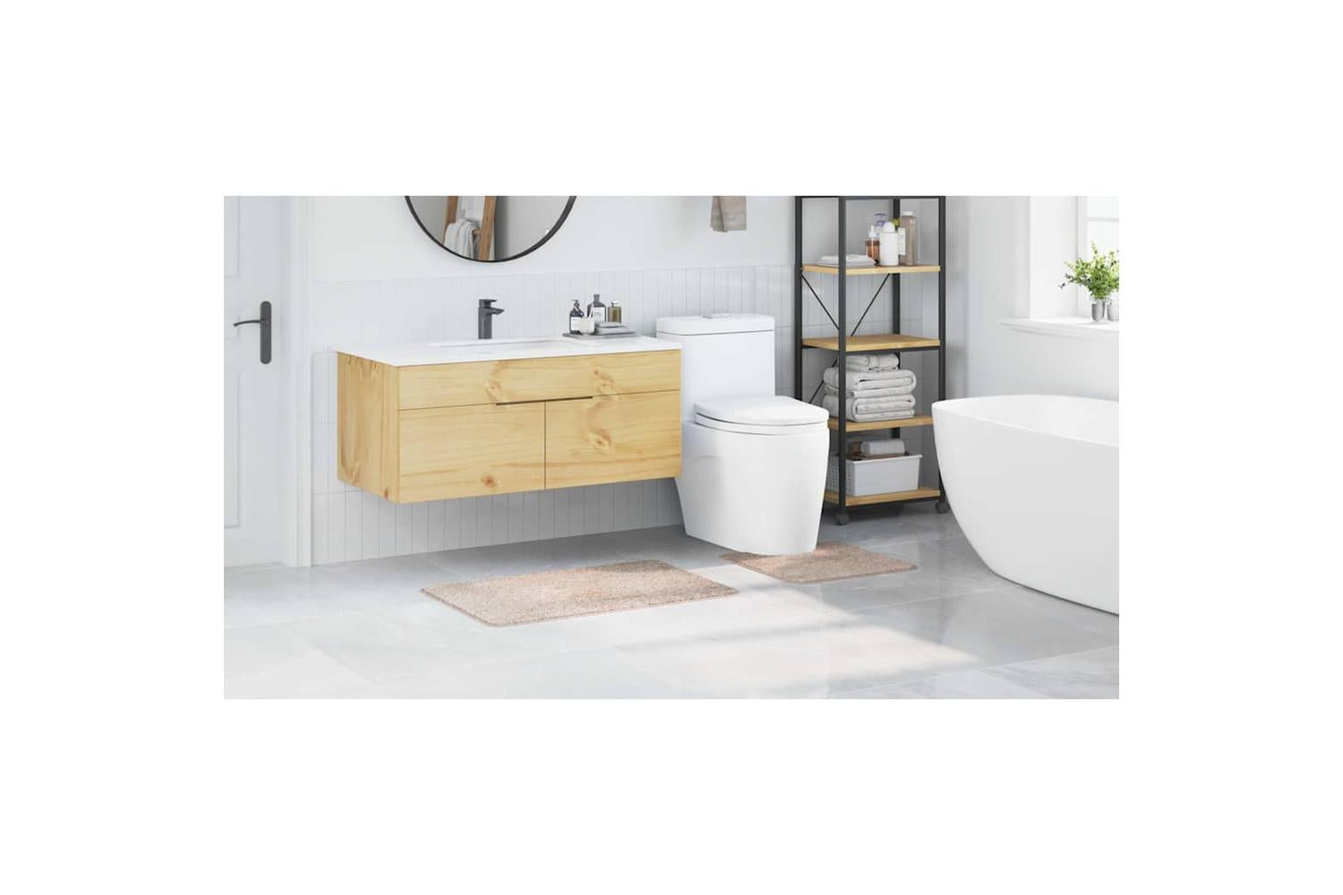 Anti-slip Bath Mat Set 2 Pcs Cream Pp-4