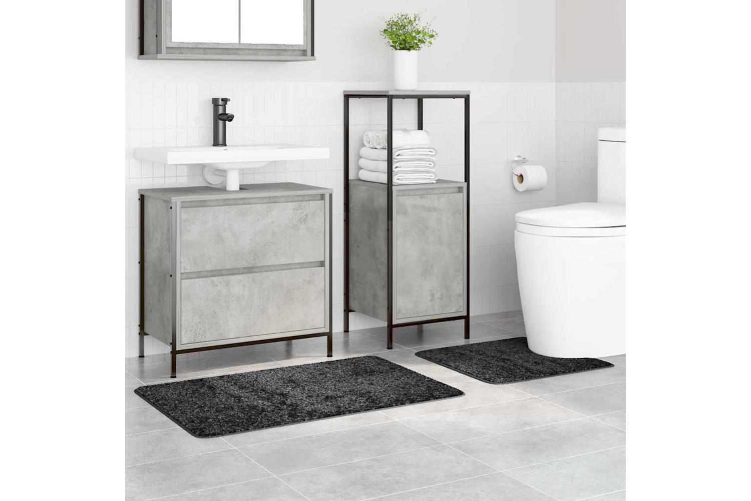 Anti-slip Bath Mat Set 2 Pcs Dark Grey Pp-3