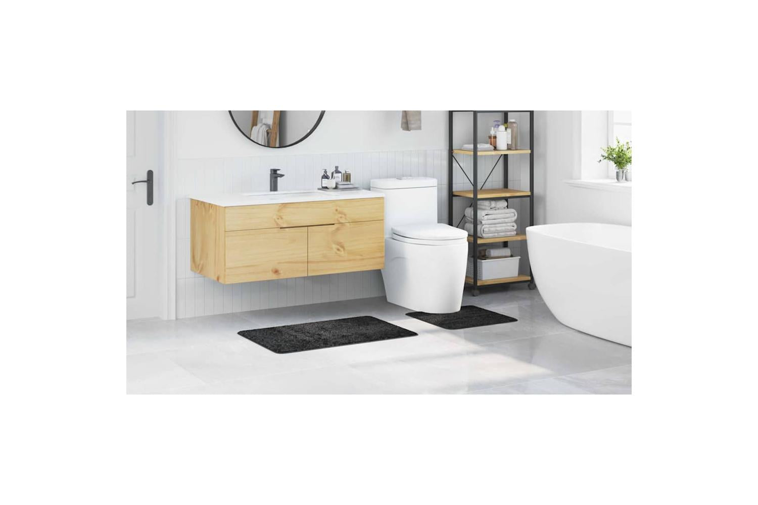 Anti-slip Bath Mat Set 2 Pcs Dark Grey Pp-4