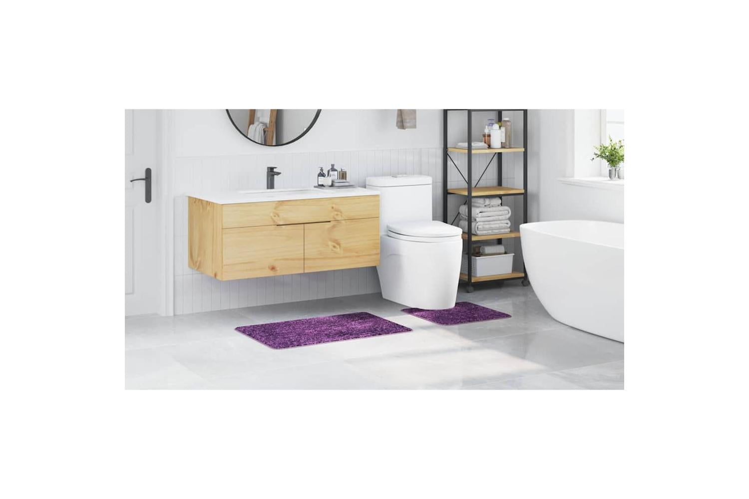 Anti-slip Bath Mat Set 2 Pcs Purple Pp-4