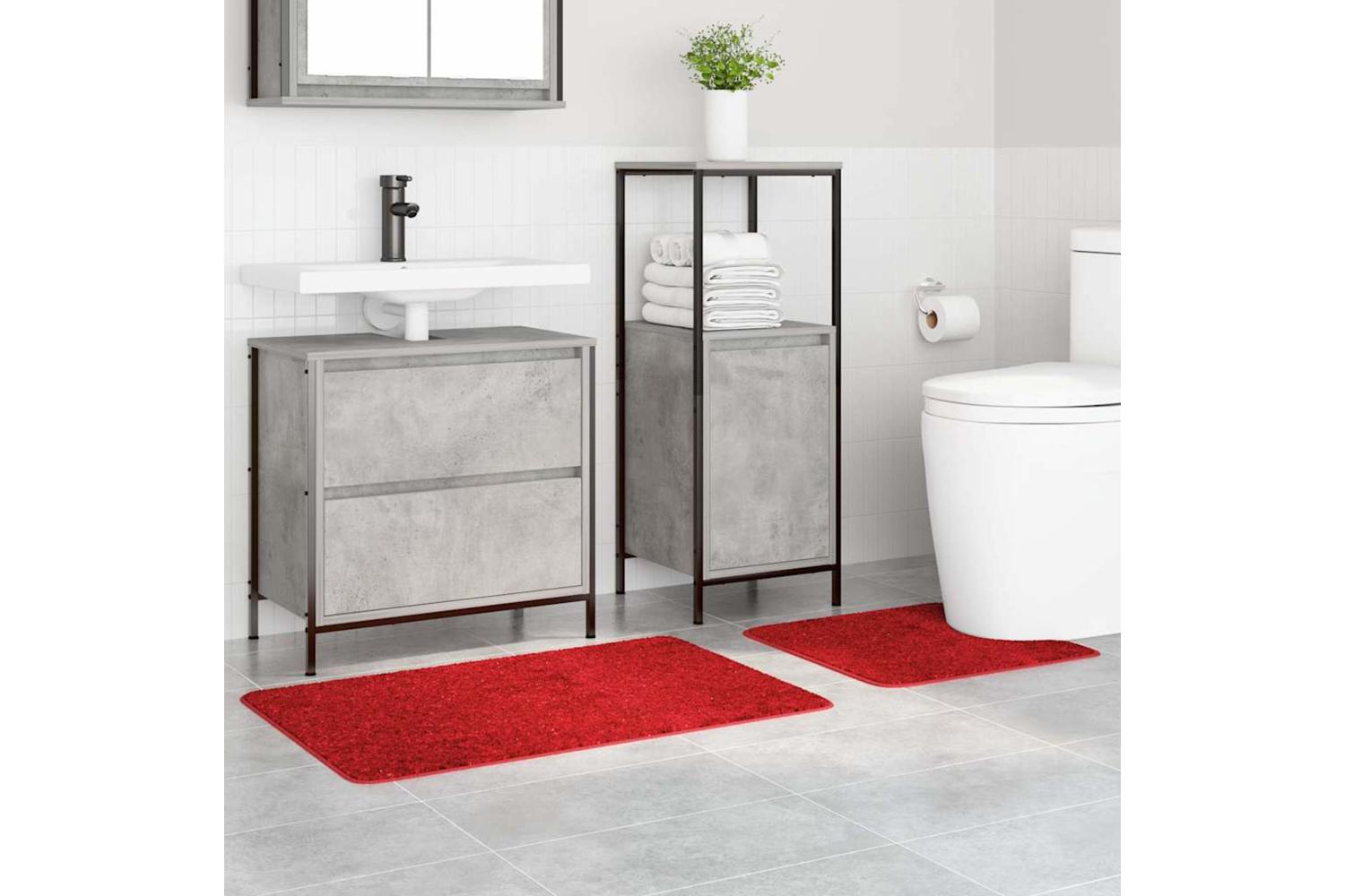 Anti-slip Bath Mat Set 2 Pcs Red Pp-3