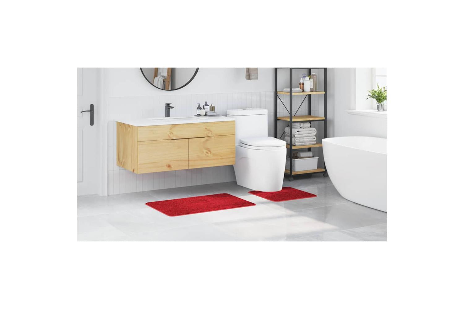 Anti-slip Bath Mat Set 2 Pcs Red Pp-4