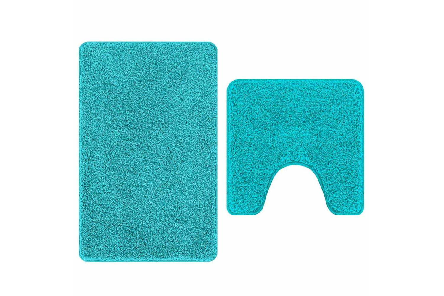 Anti-slip Bath Mat Set 2 Pcs Turquoise Pp
