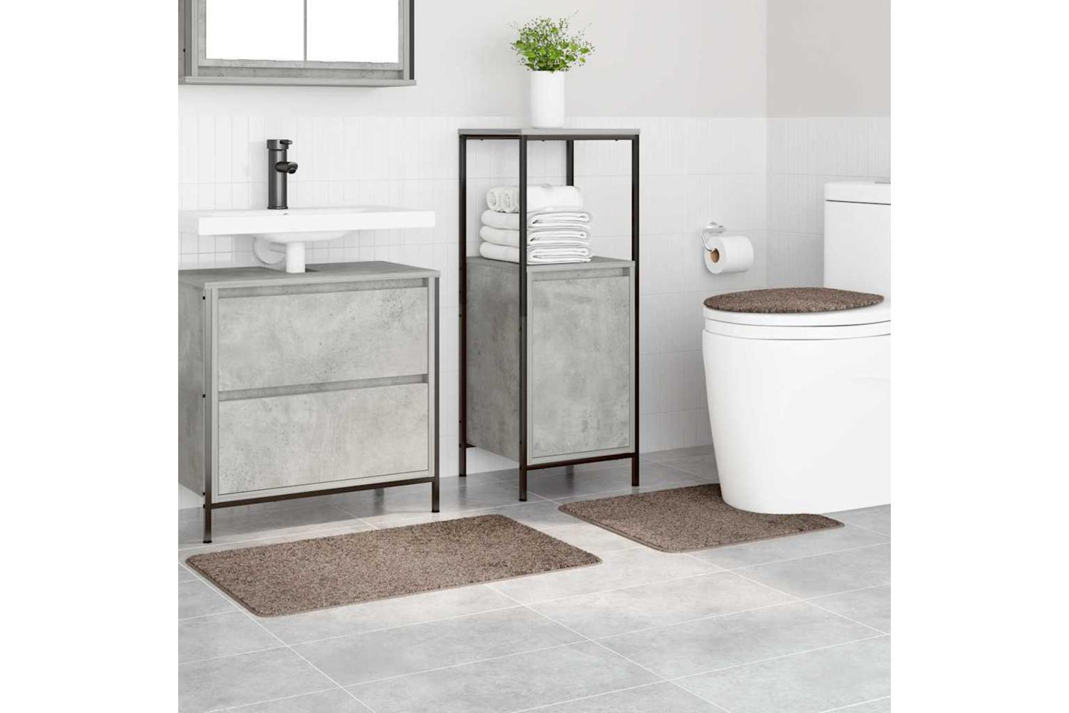 Anti-slip Bath Mat Set 3 Pcs Brown Pp-3
