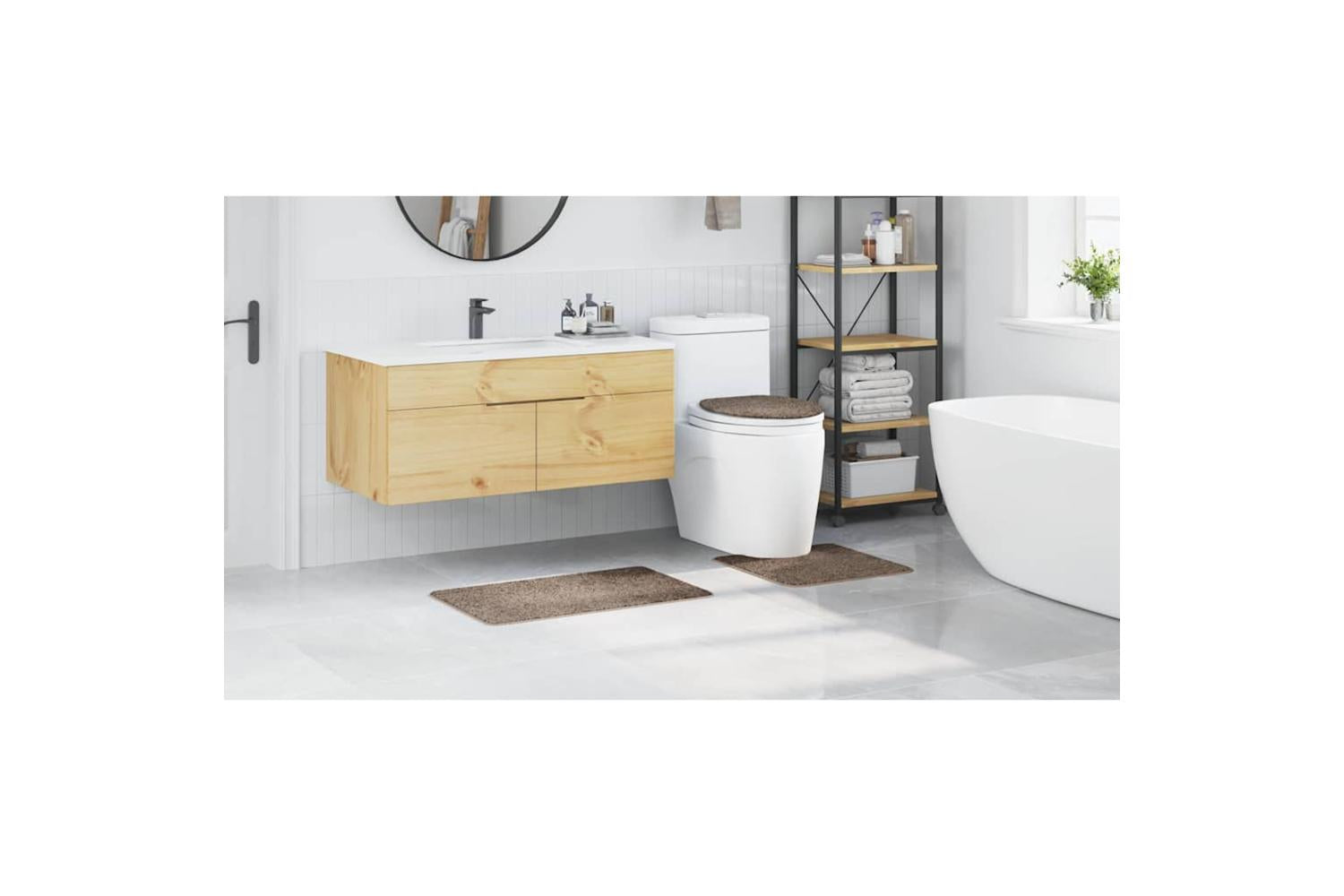 Anti-slip Bath Mat Set 3 Pcs Brown Pp-4