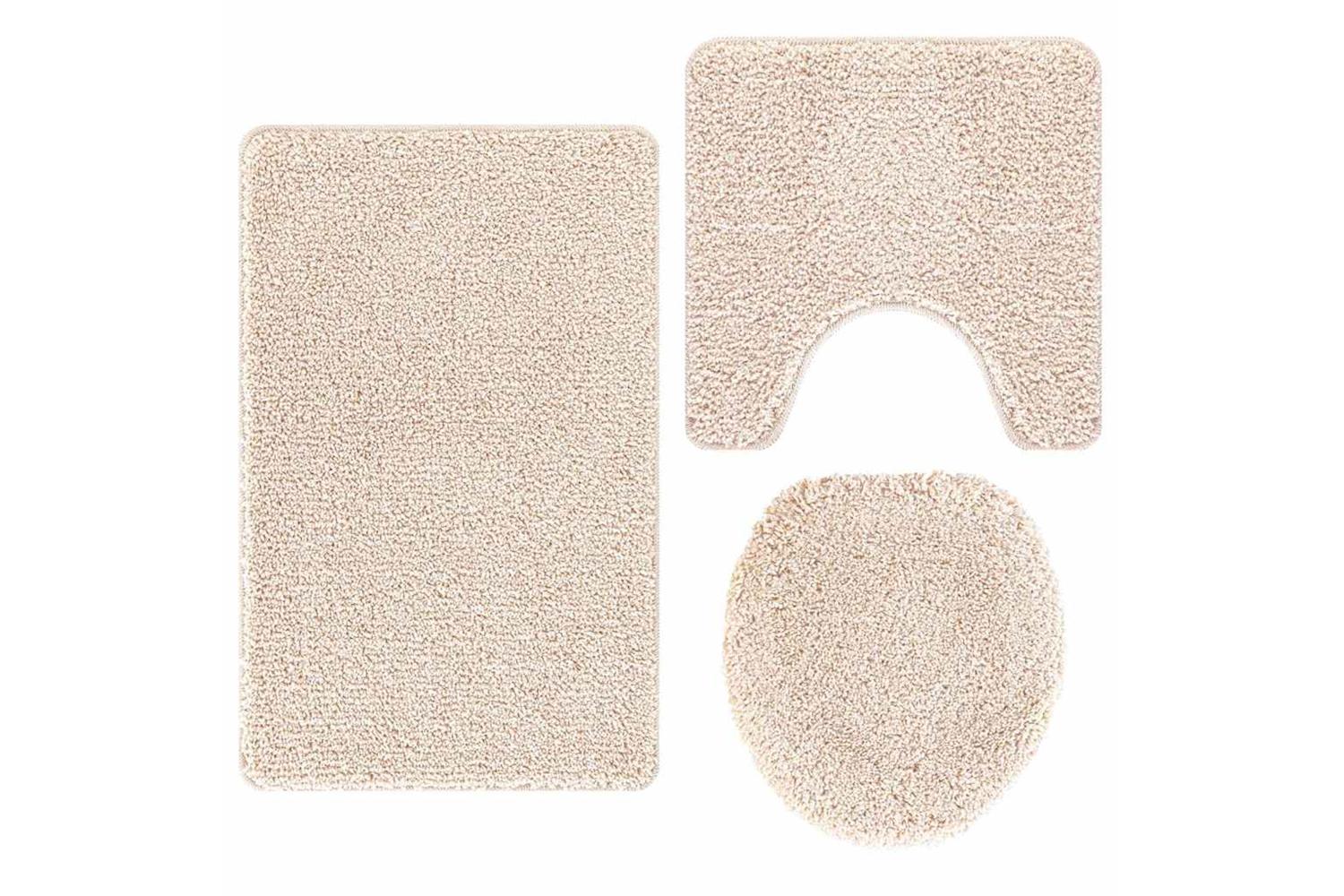 Anti-slip Bath Mat Set 3 Pcs Cream Pp