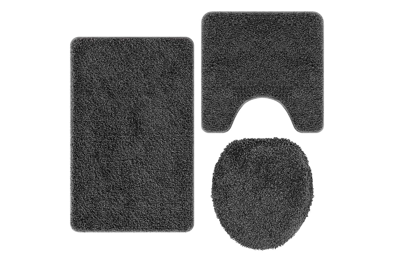 Anti-slip Bath Mat Set 3 Pcs Dark Grey Pp-2