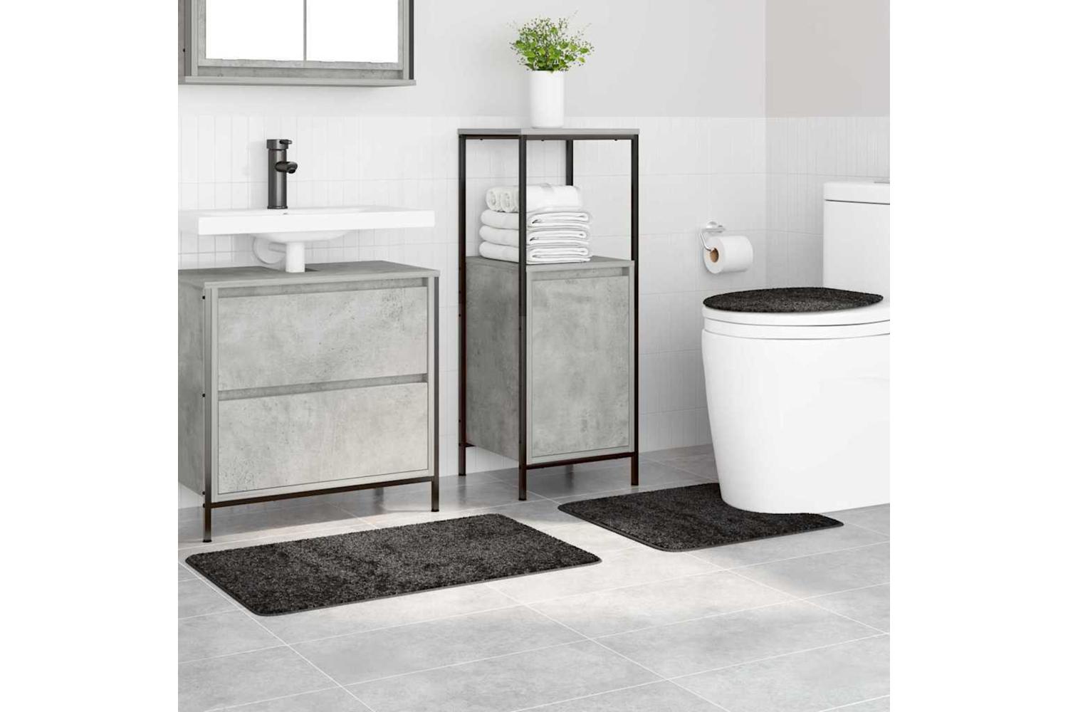 Anti-slip Bath Mat Set 3 Pcs Dark Grey Pp-3