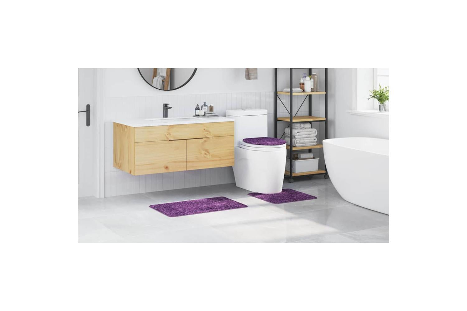 Anti-slip Bath Mat Set 3 Pcs Purple Pp-4
