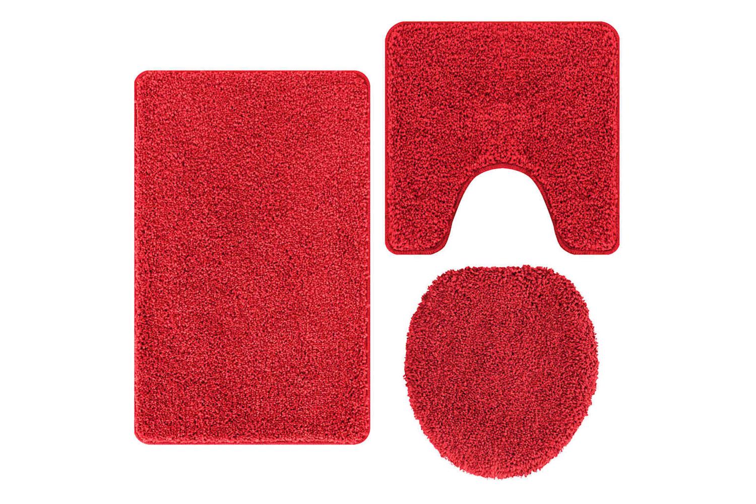 Anti-slip Bath Mat Set 3 Pcs Red Pp-2