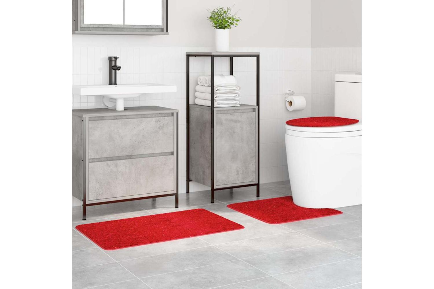 Anti-slip Bath Mat Set 3 Pcs Red Pp-3