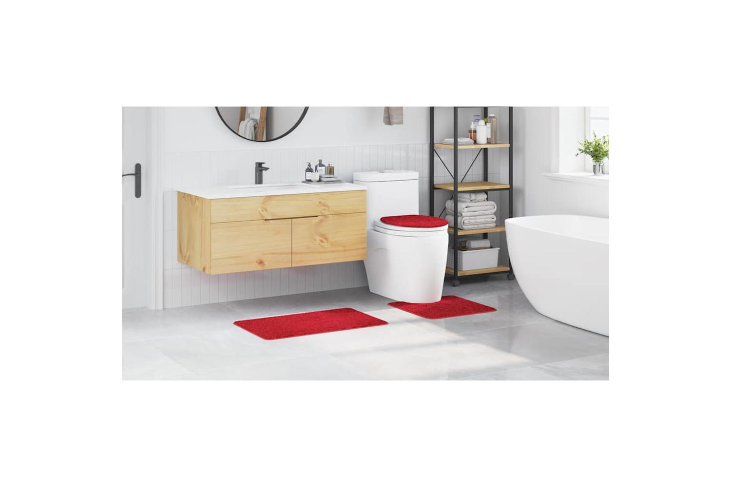 Anti-slip Bath Mat Set 3 Pcs Red Pp-4