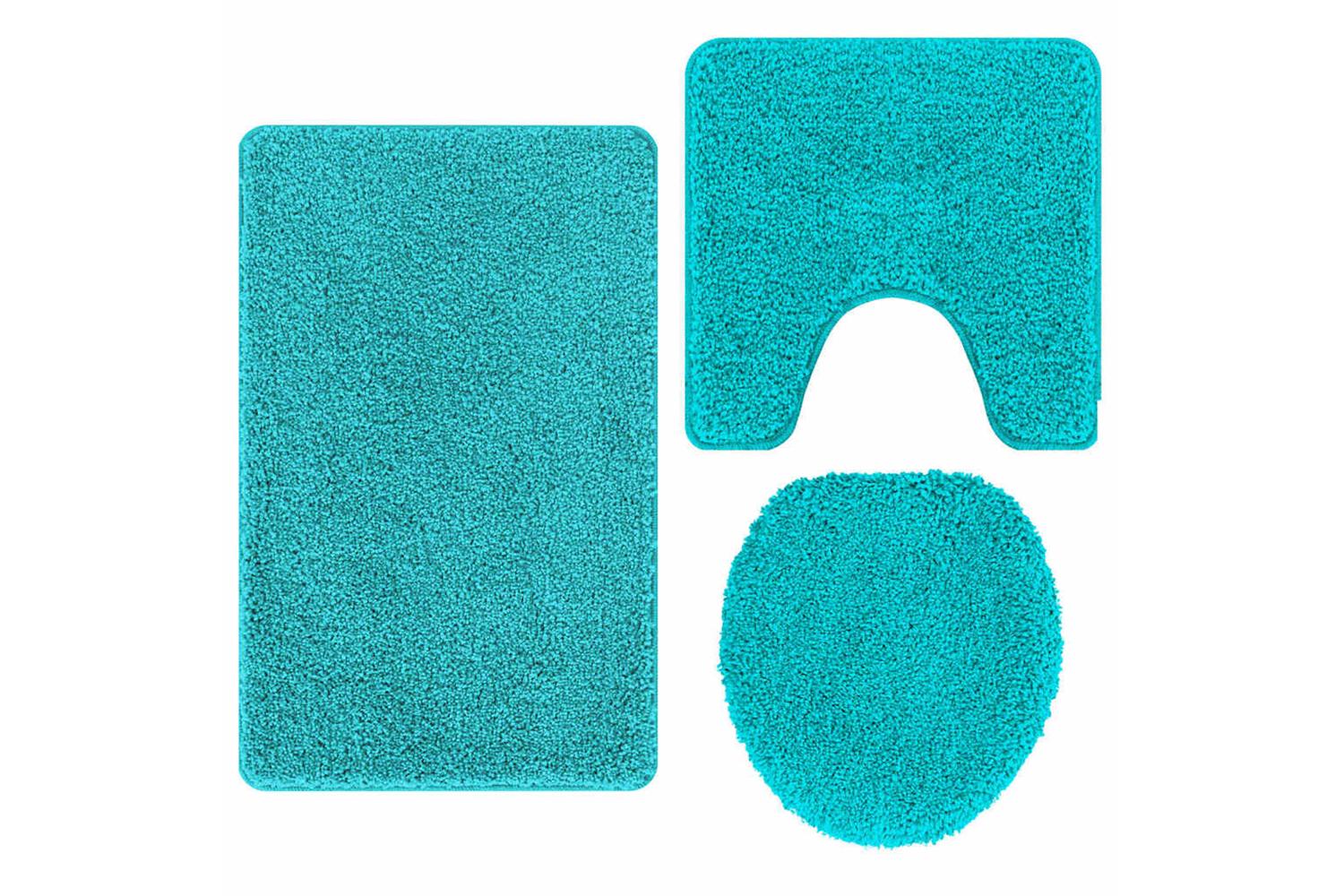 Anti-slip Bath Mat Set 3 Pcs Turquoise Pp