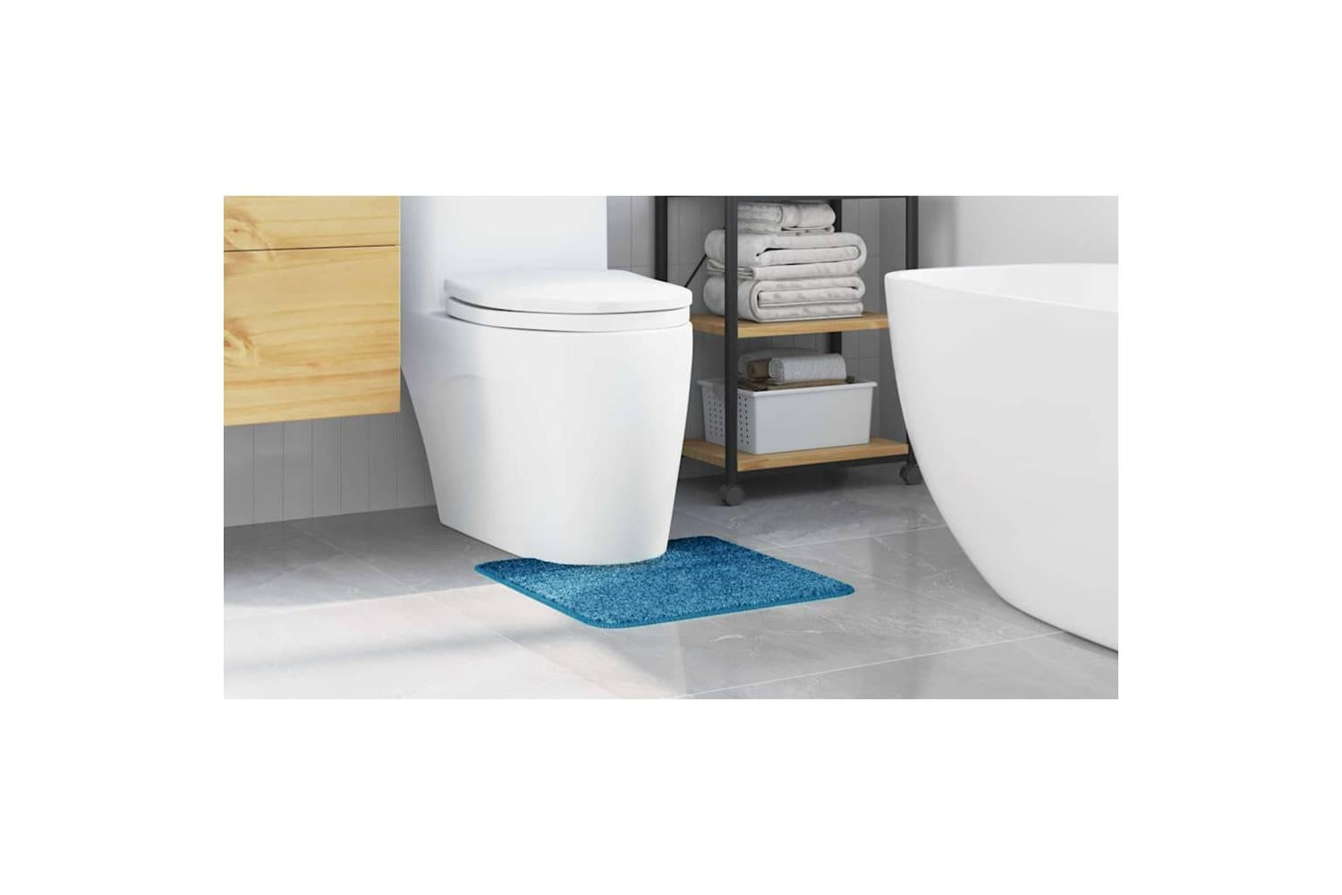 Anti-slip Bath Mat With Toilet Cut Blue 50 X 50 Cm Pp-4