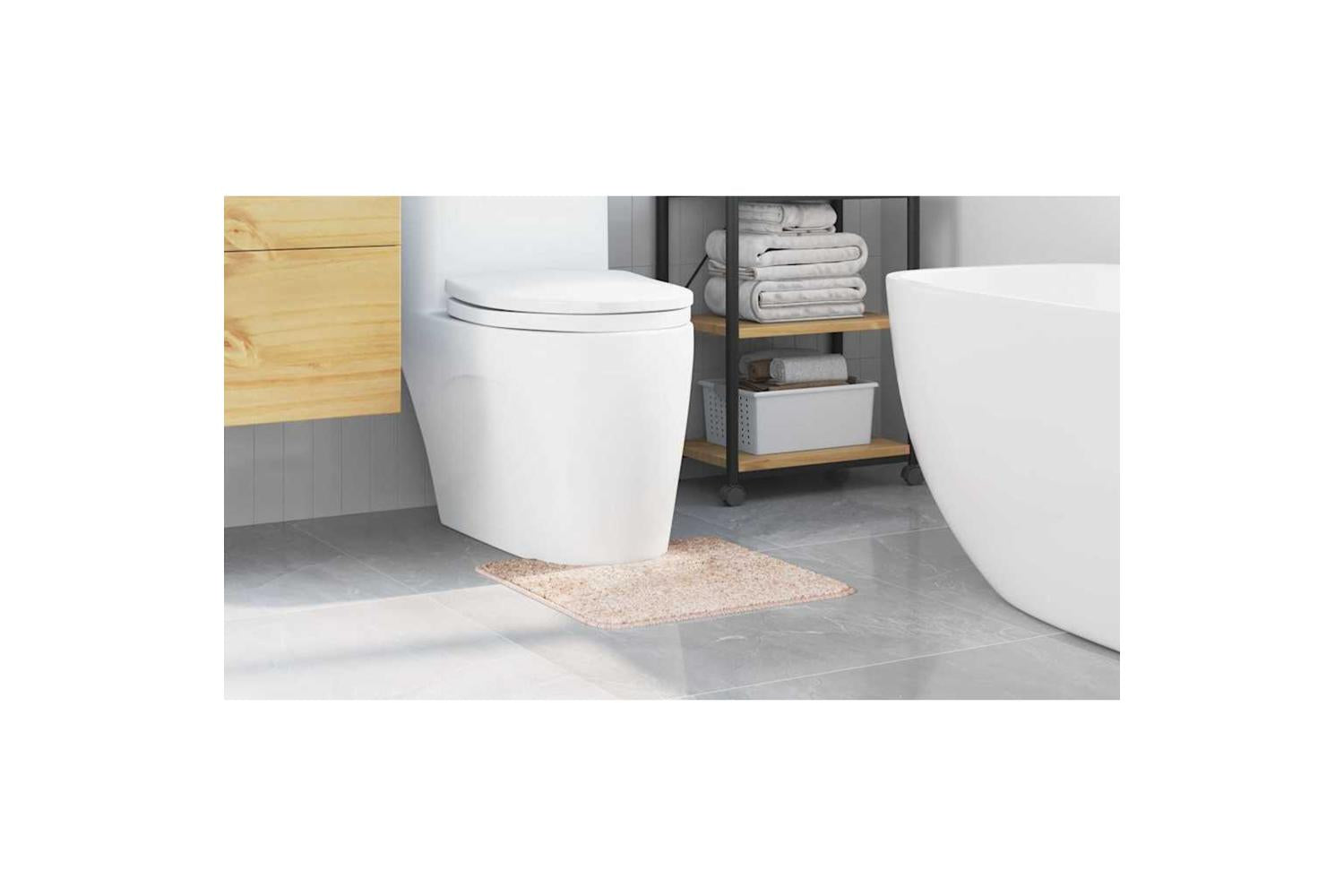 Anti-slip Bath Mat With Toilet Cut Cream 50 X 50 Cm Pp-4