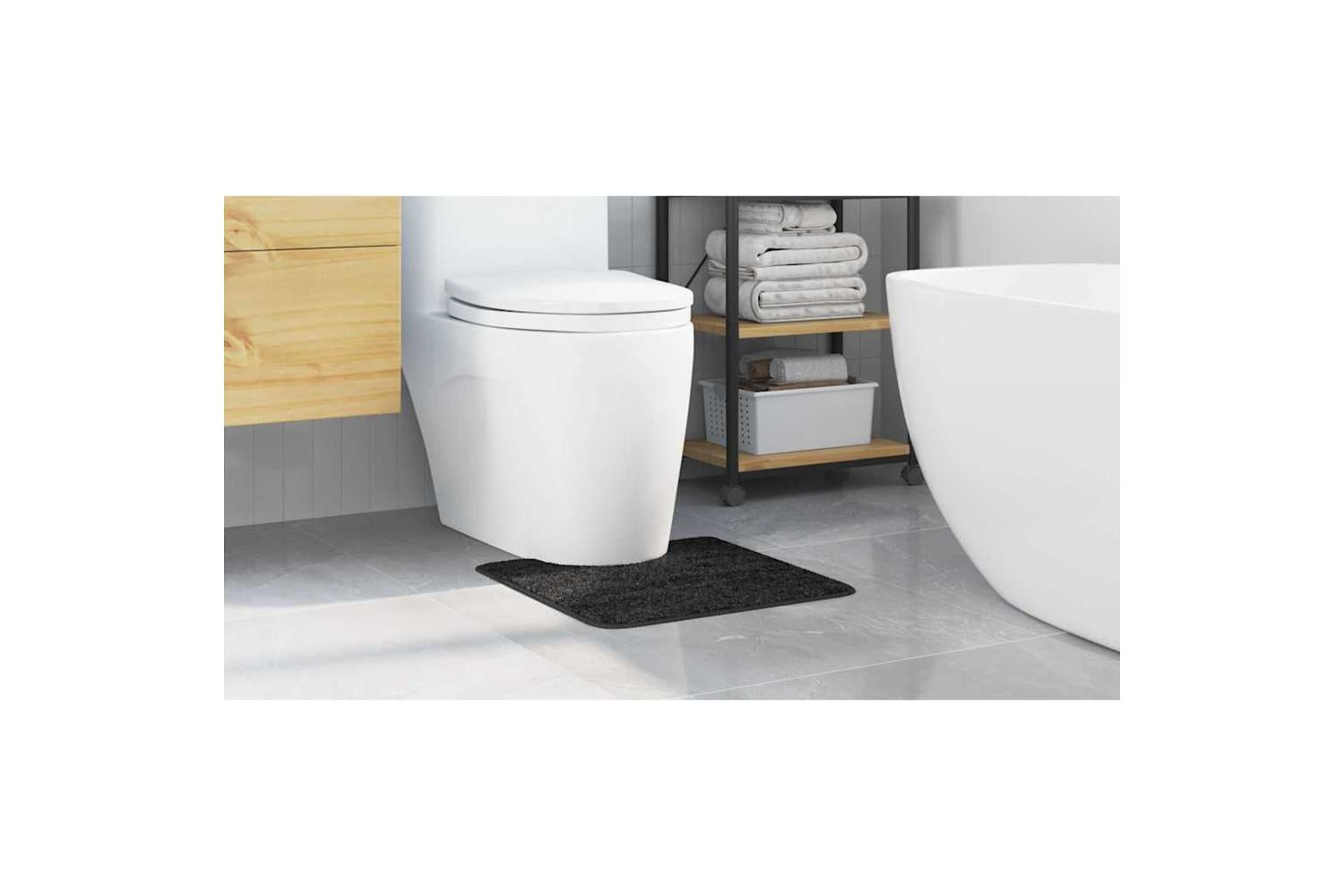 Anti-slip Bath Mat With Toilet Cut Dark Grey 50 X 50 Cm Pp-4