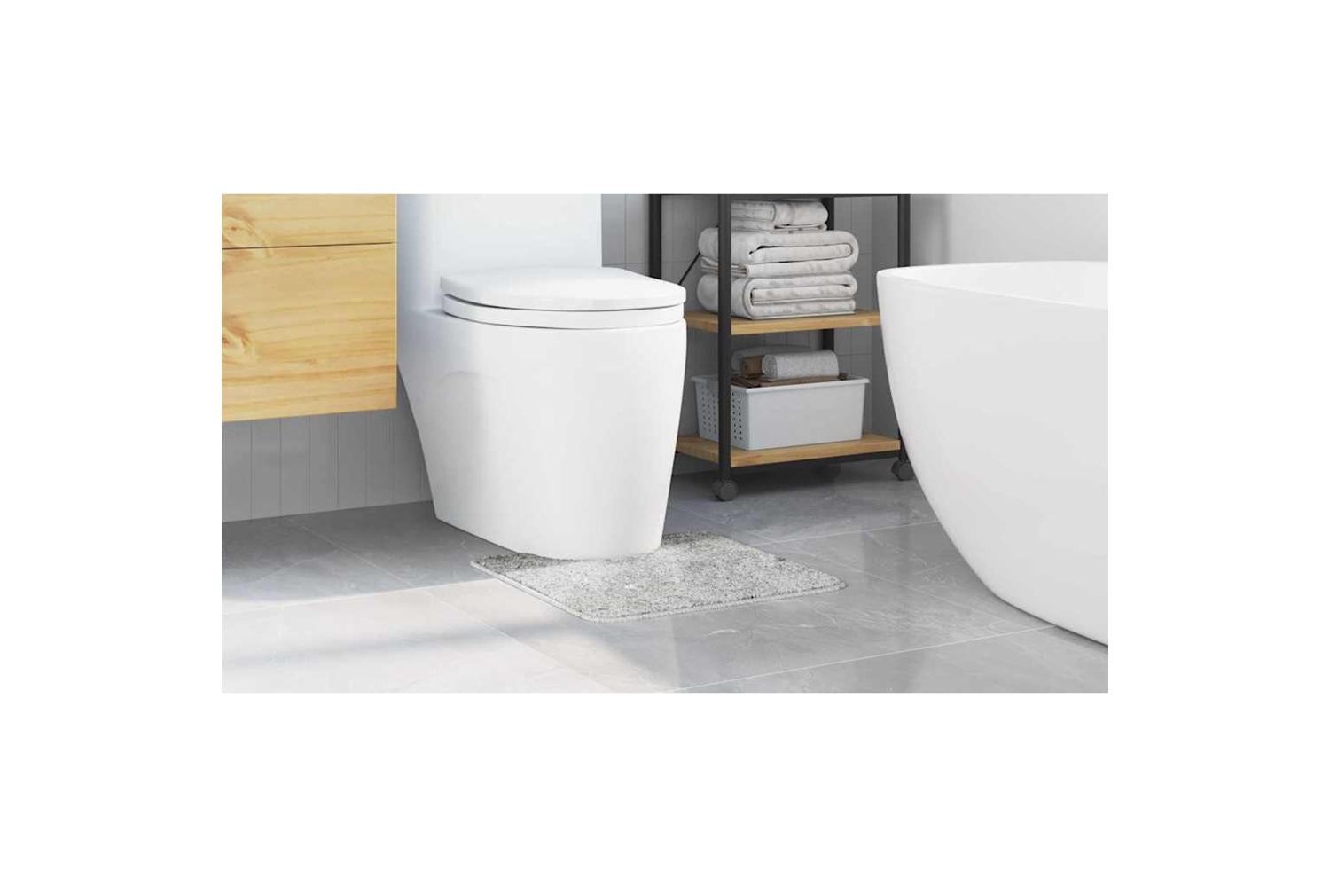 Anti-slip Bath Mat With Toilet Cut Grey 50 X 50 Cm Pp-4
