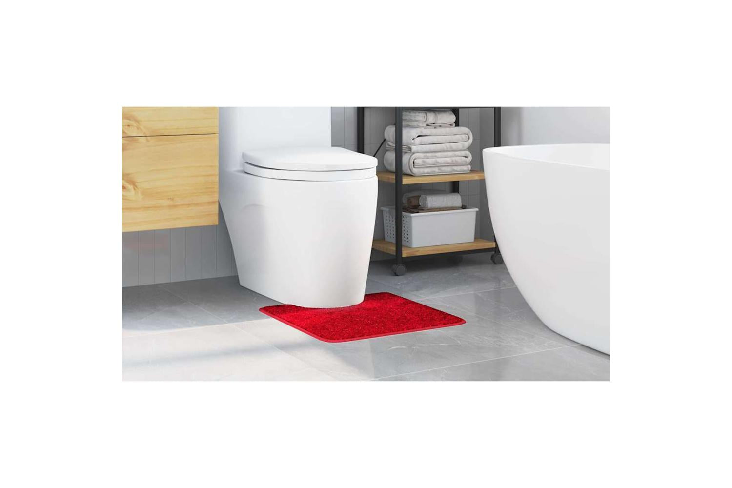 Anti-slip Bath Mat With Toilet Cut Red 50 X 50 Cm Pp-4