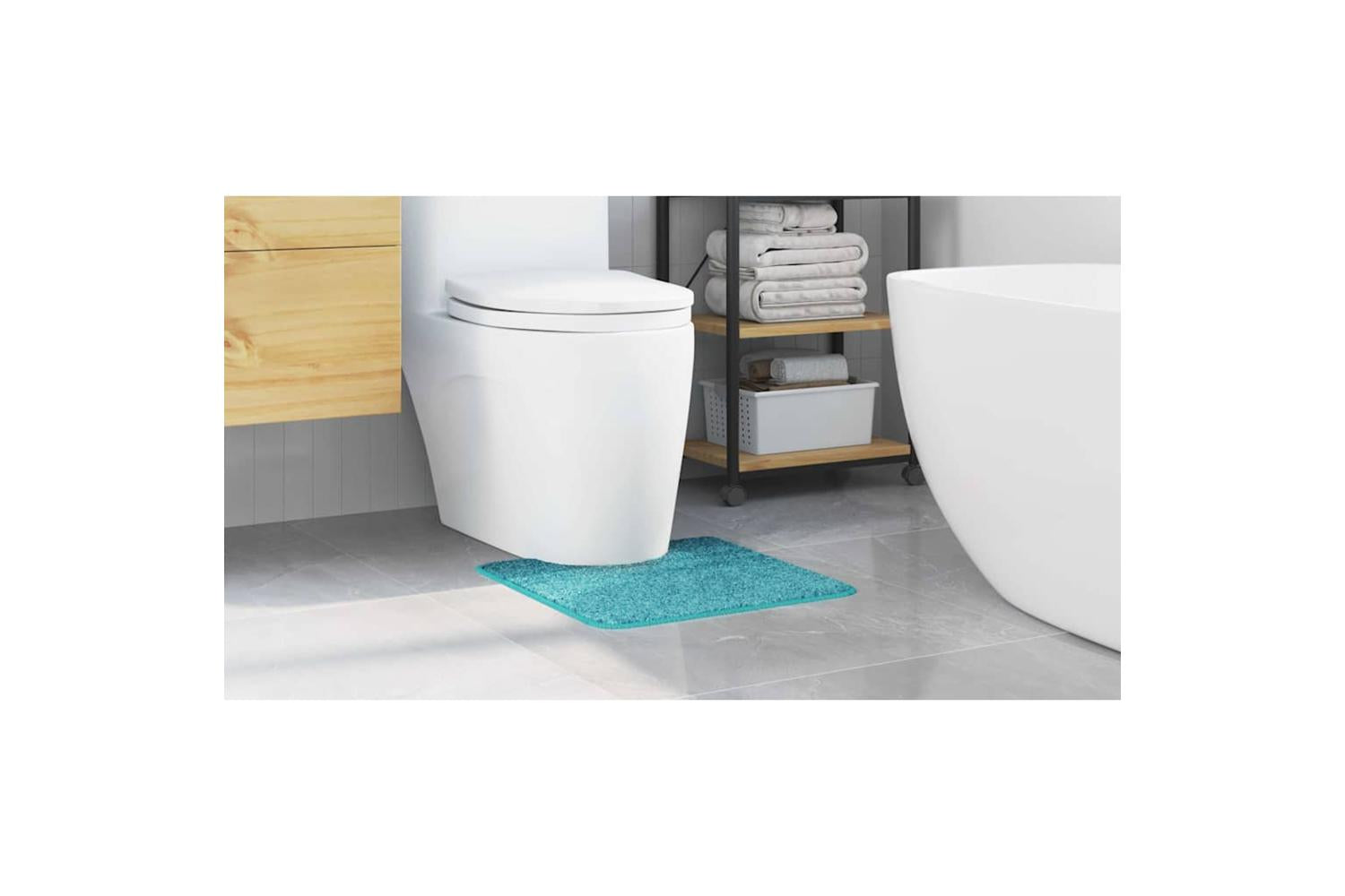 Anti-slip Bath Mat With Toilet Cut Turquoise 50 X 50 Cm Pp-4