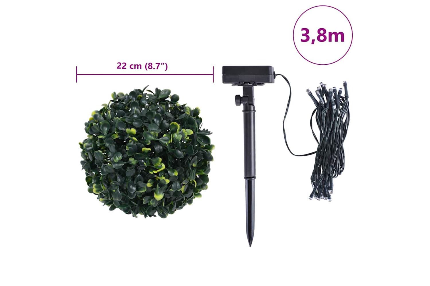 Artificial Boxwood Balls With Led Lights 2 Pcs Green 22 Cm-9