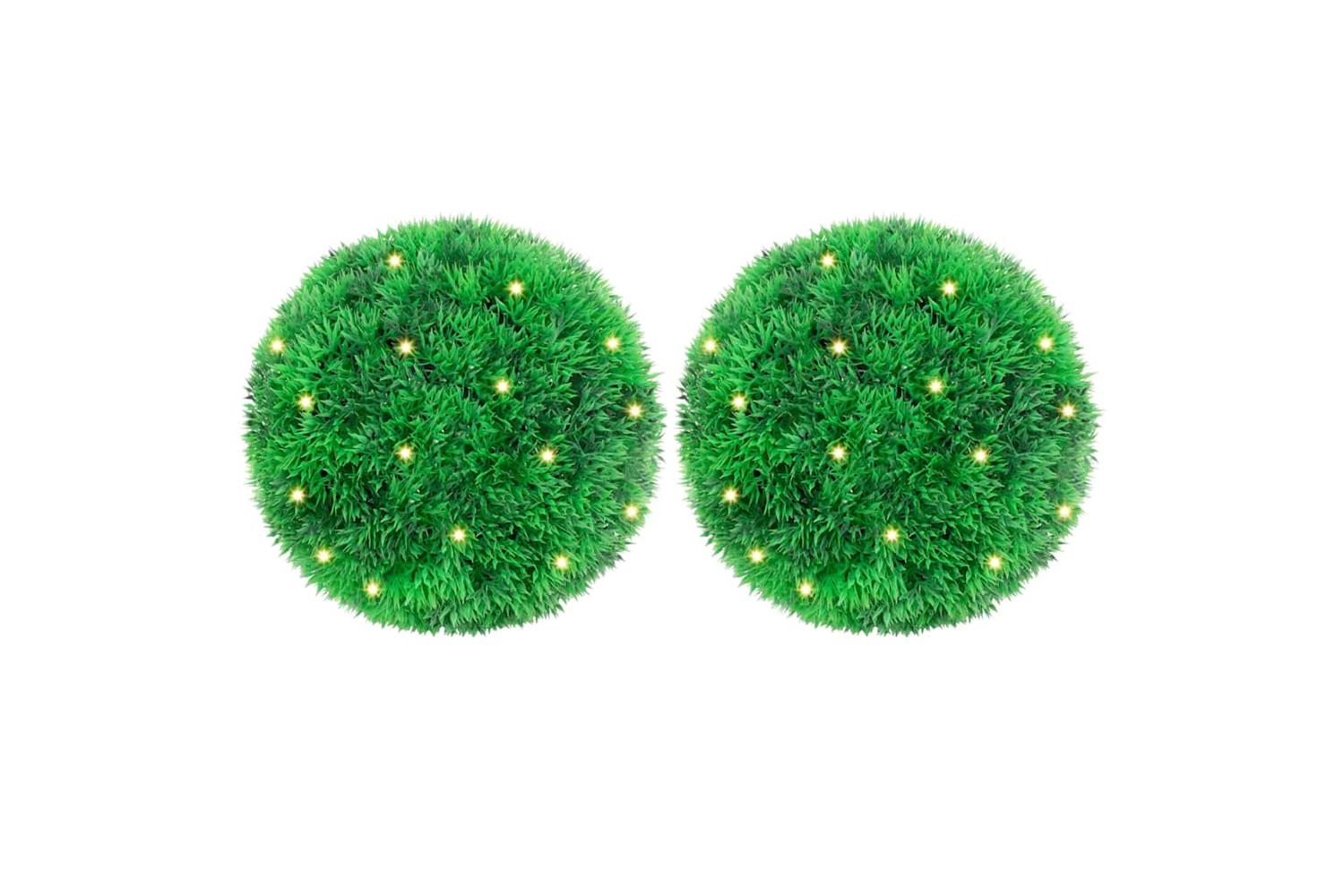 Artificial Boxwood Balls With Led Lights 2 Pcs Green 22 Cm