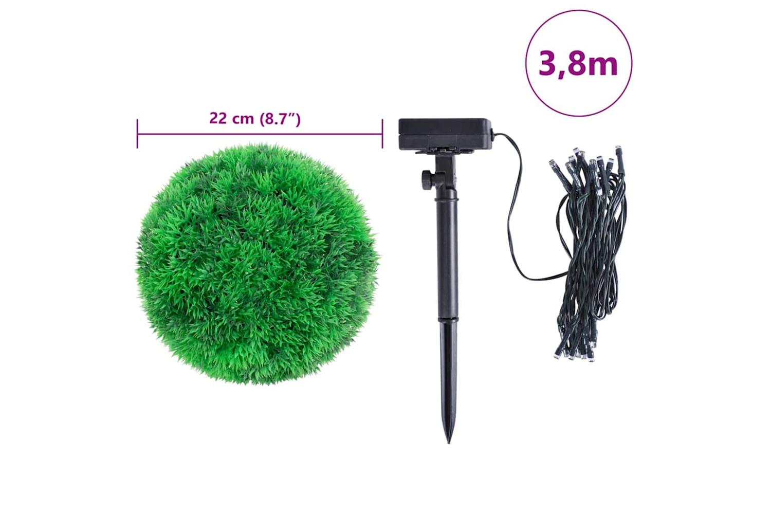 Artificial Boxwood Balls With Led Lights 2 Pcs Green 22 Cm-9