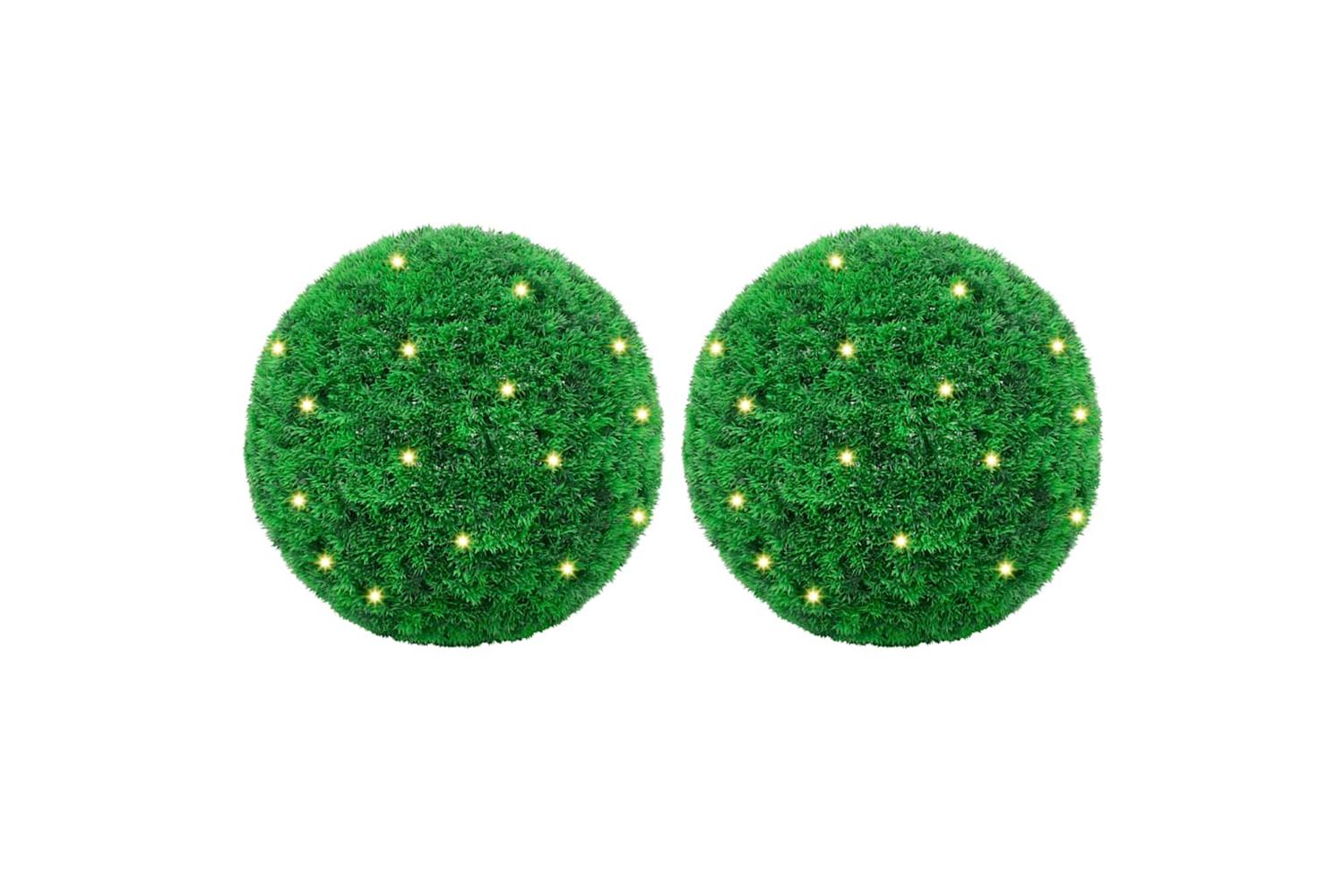 Artificial Boxwood Balls With Led Lights 2 Pcs Green 35 Cm