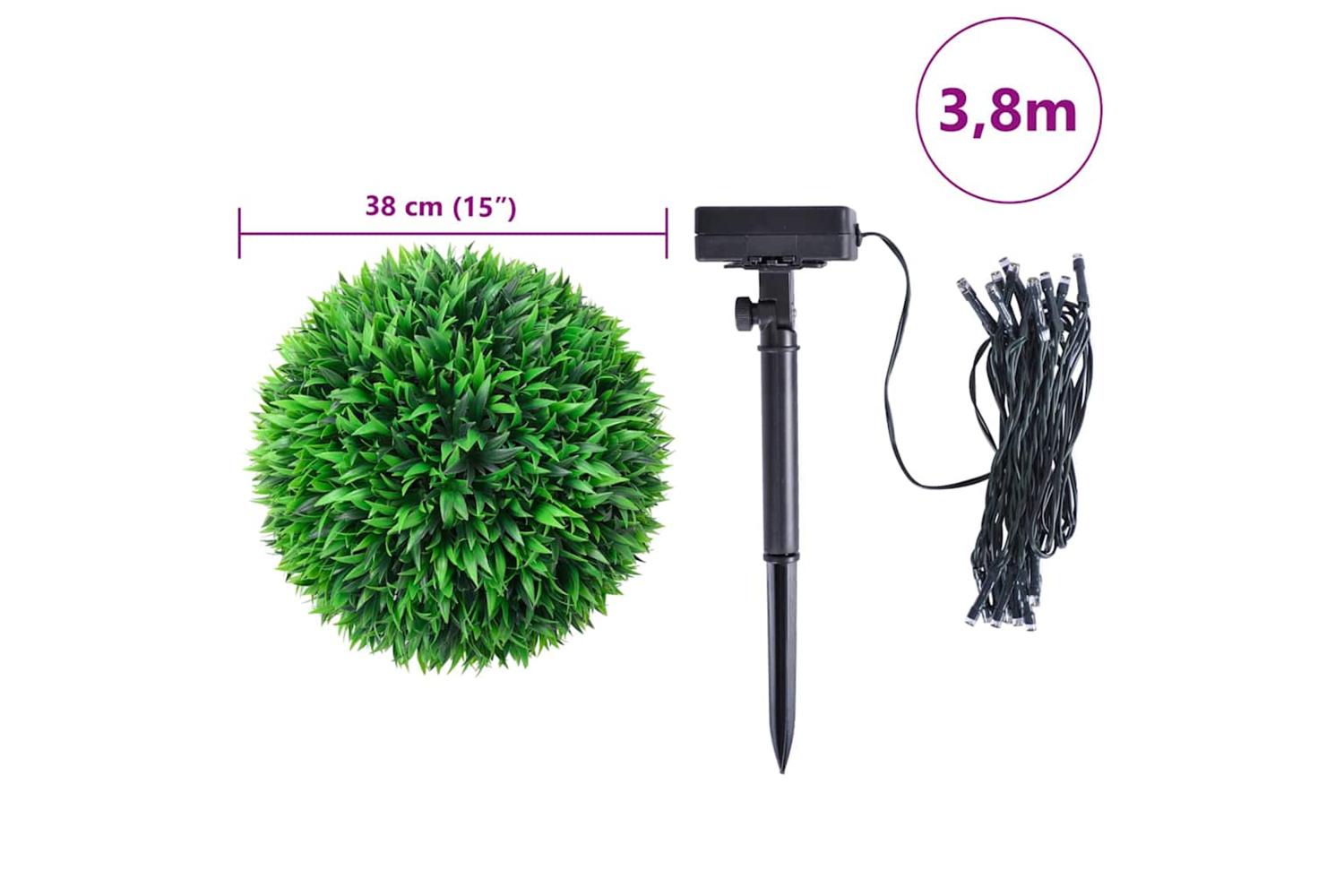Artificial Boxwood Balls With Led Lights 2 Pcs Green 38 Cm-9