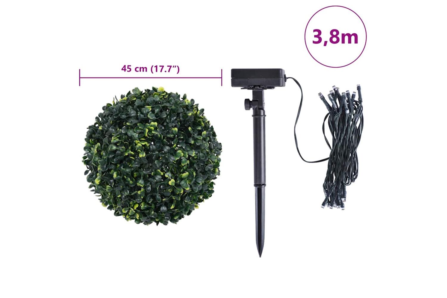 Artificial Boxwood Balls With Led Lights 2 Pcs Green 45 Cm-9