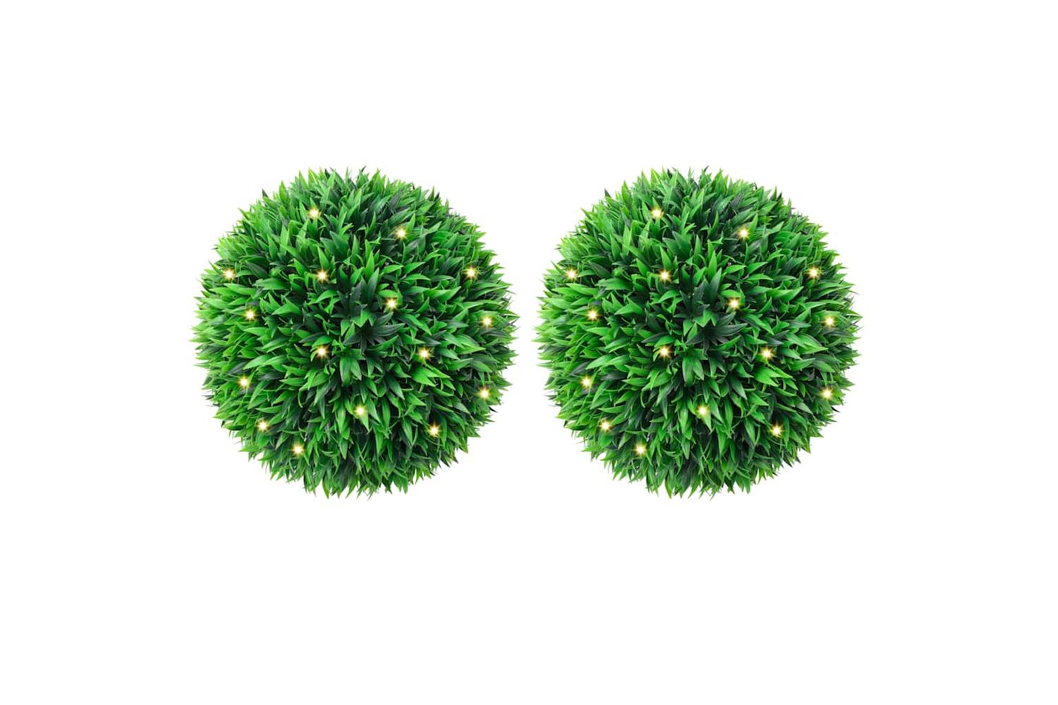 Artificial Boxwood Balls With Led Lights 2 Pcs Green 47 Cm