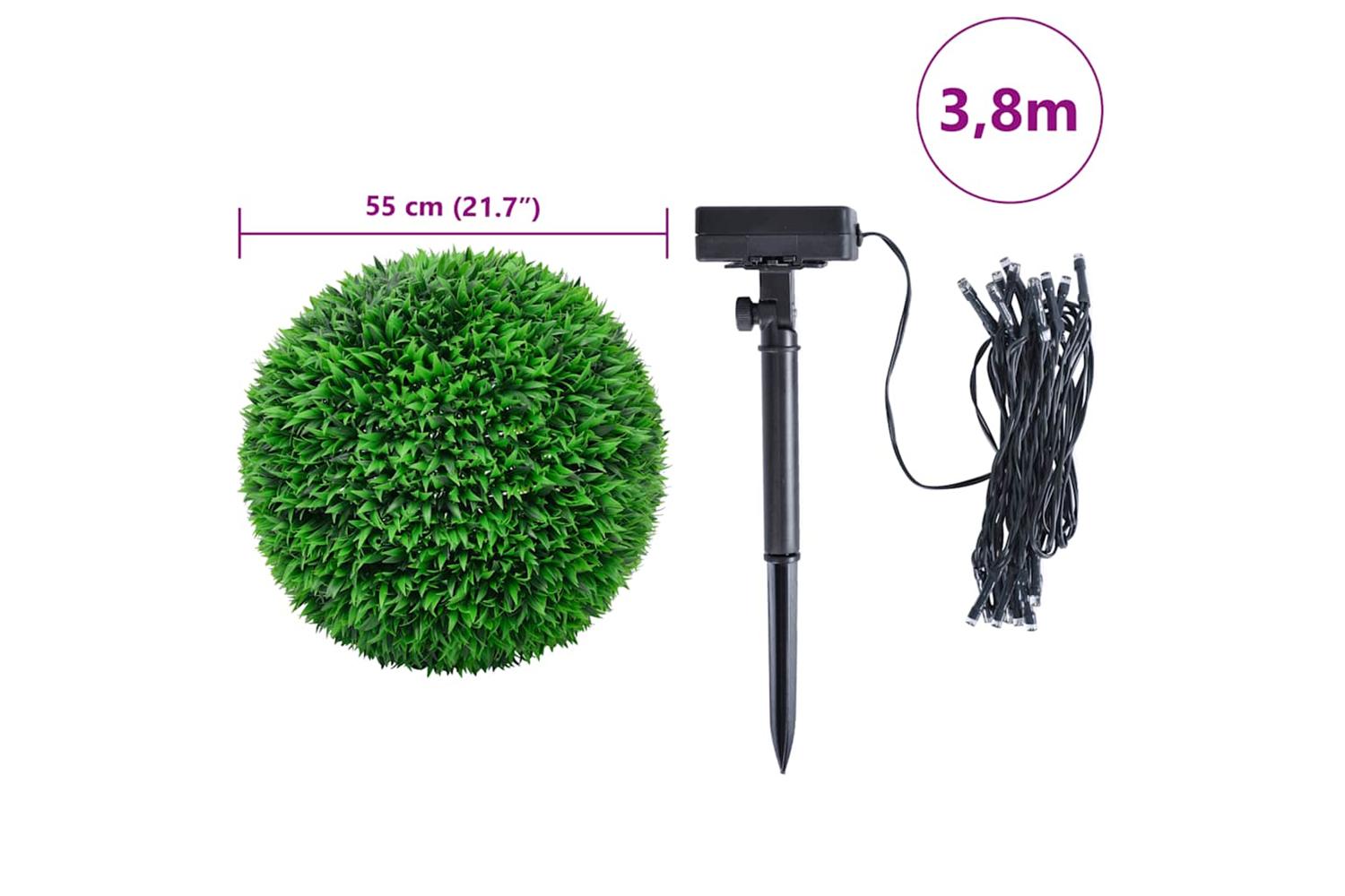 Artificial Boxwood Balls With Led Lights 2 Pcs Green 55 Cm-9