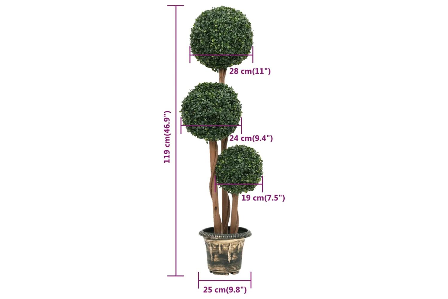 Artificial Boxwood Plant With Pot Ball Shaped Green 119 Cm-5