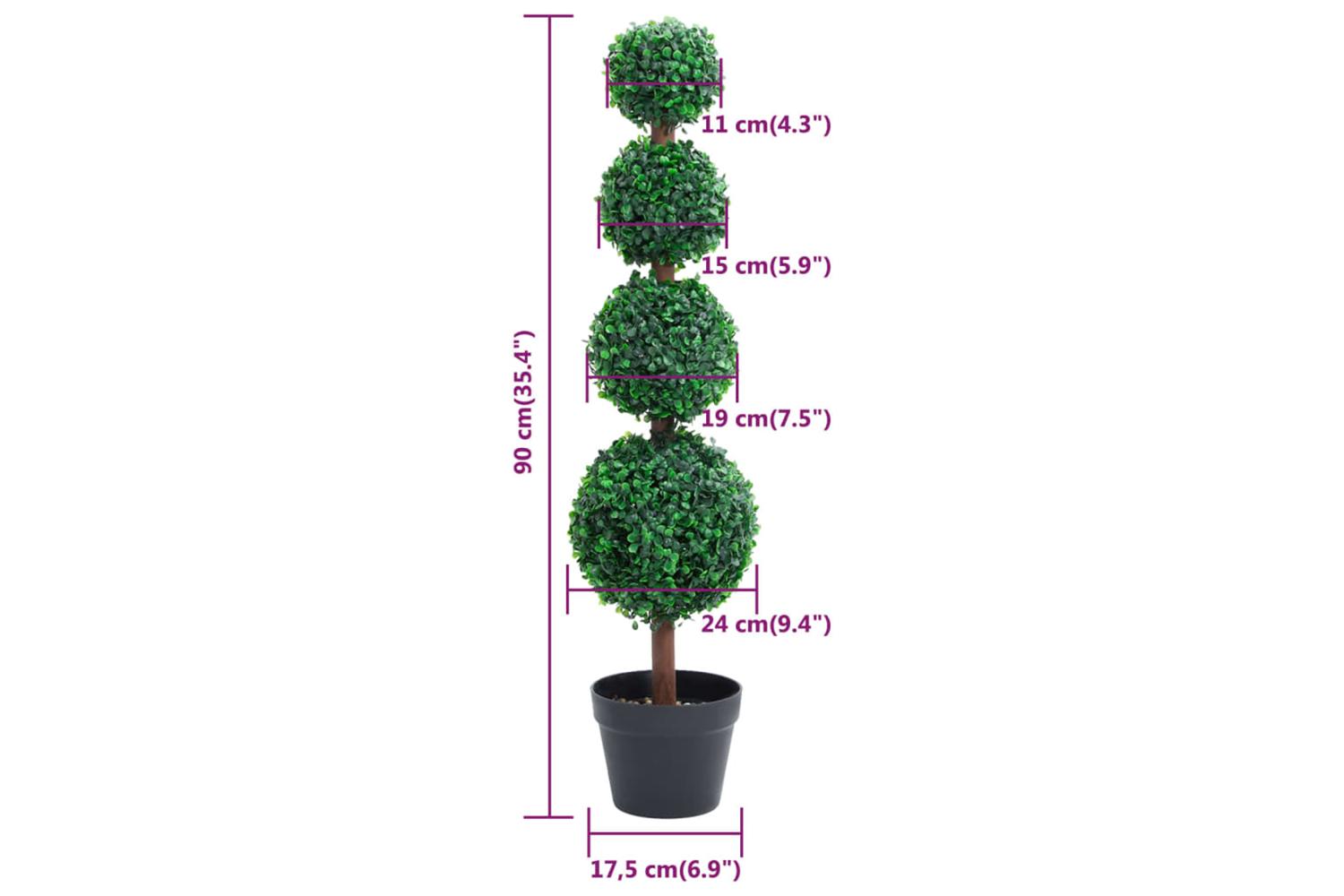 Artificial Boxwood Plant With Pot Ball Shaped Green 90 Cm-5